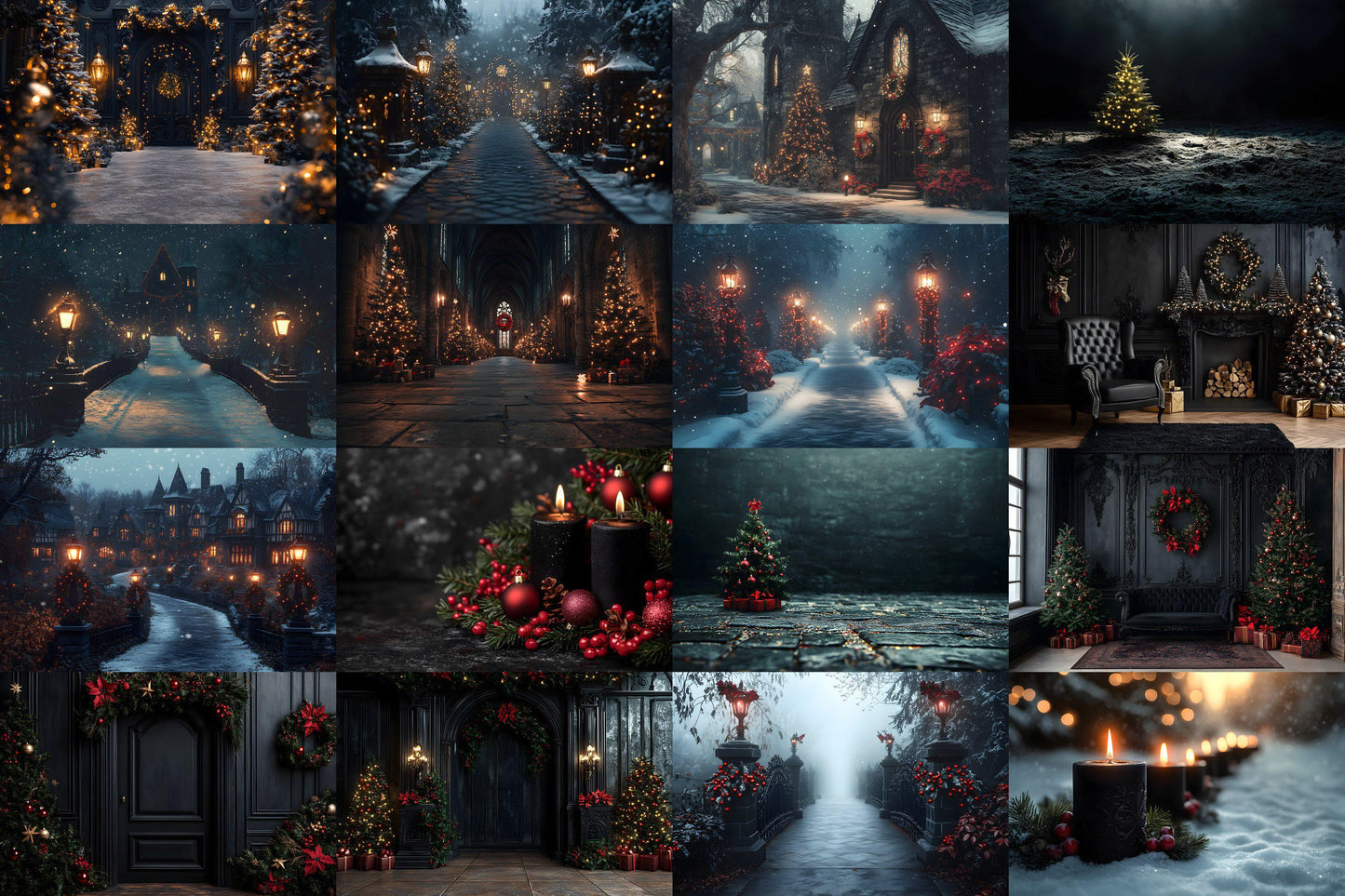 Gothic Christmas Backdrops, Black Christmas Backgrounds, Gothic Festive Dark Hue Xmas, Photography, Photoshop - Gothic Backdrops - 3:2