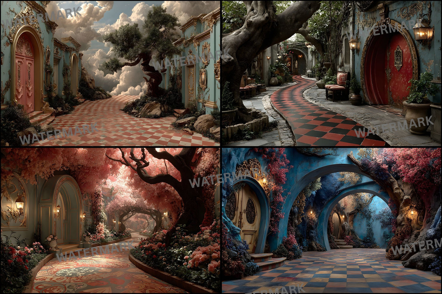 Alice in Wonderland Backdrop Digital Download, Whimsical Background for Photography, Fantasy Photo Prop, Dreamy Party Decor