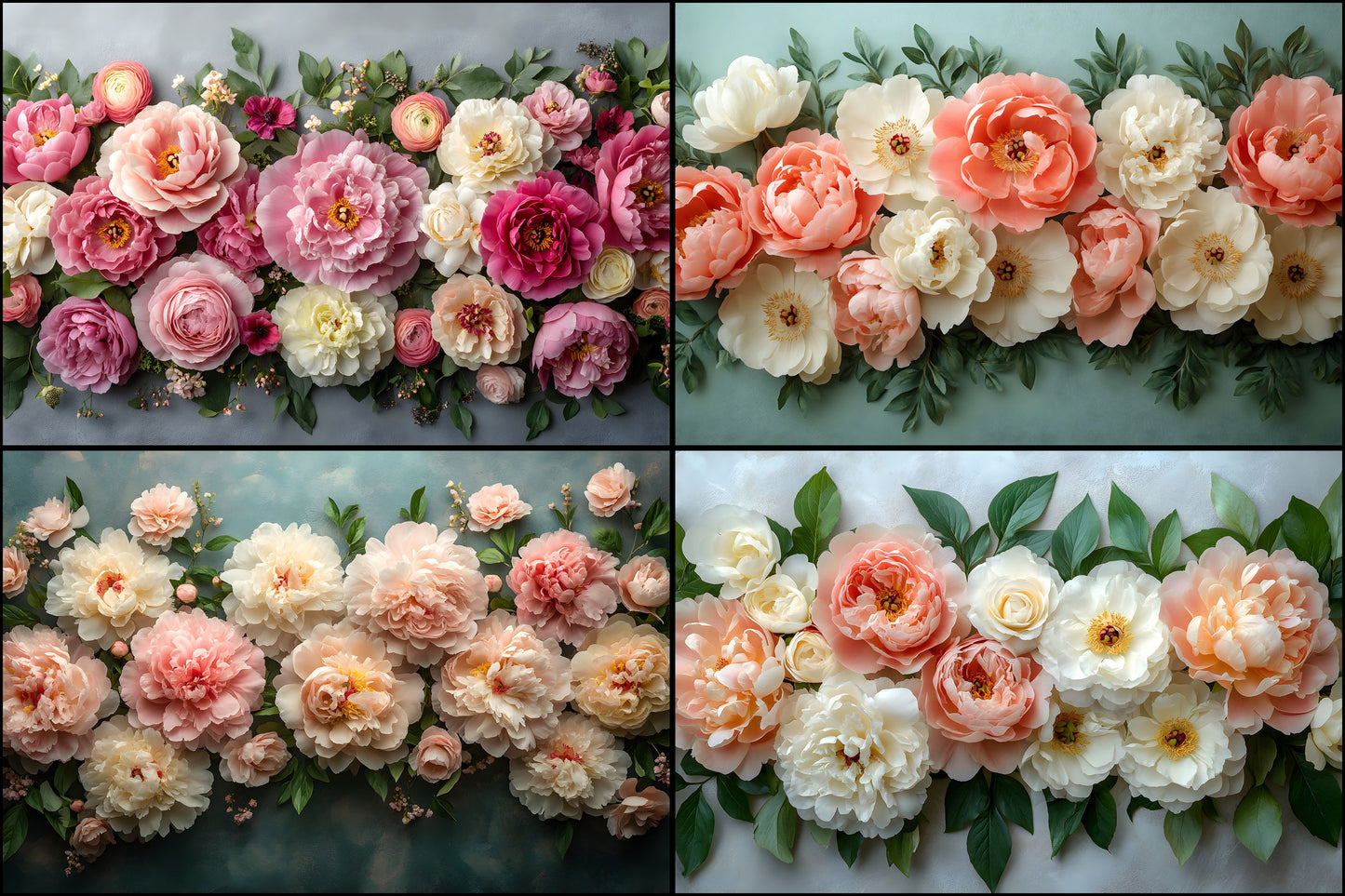 Peony Blush Floral Wall Digital Backdrop, Wedding Photography Background, Flower Photo Booth, Portrait Photography, Peonies, High Res Images