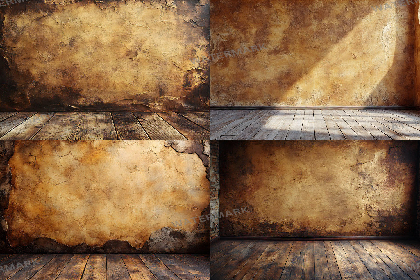 Sepia Brown Wall Backdrops - Antique, Warm Textured Digital Backgrounds