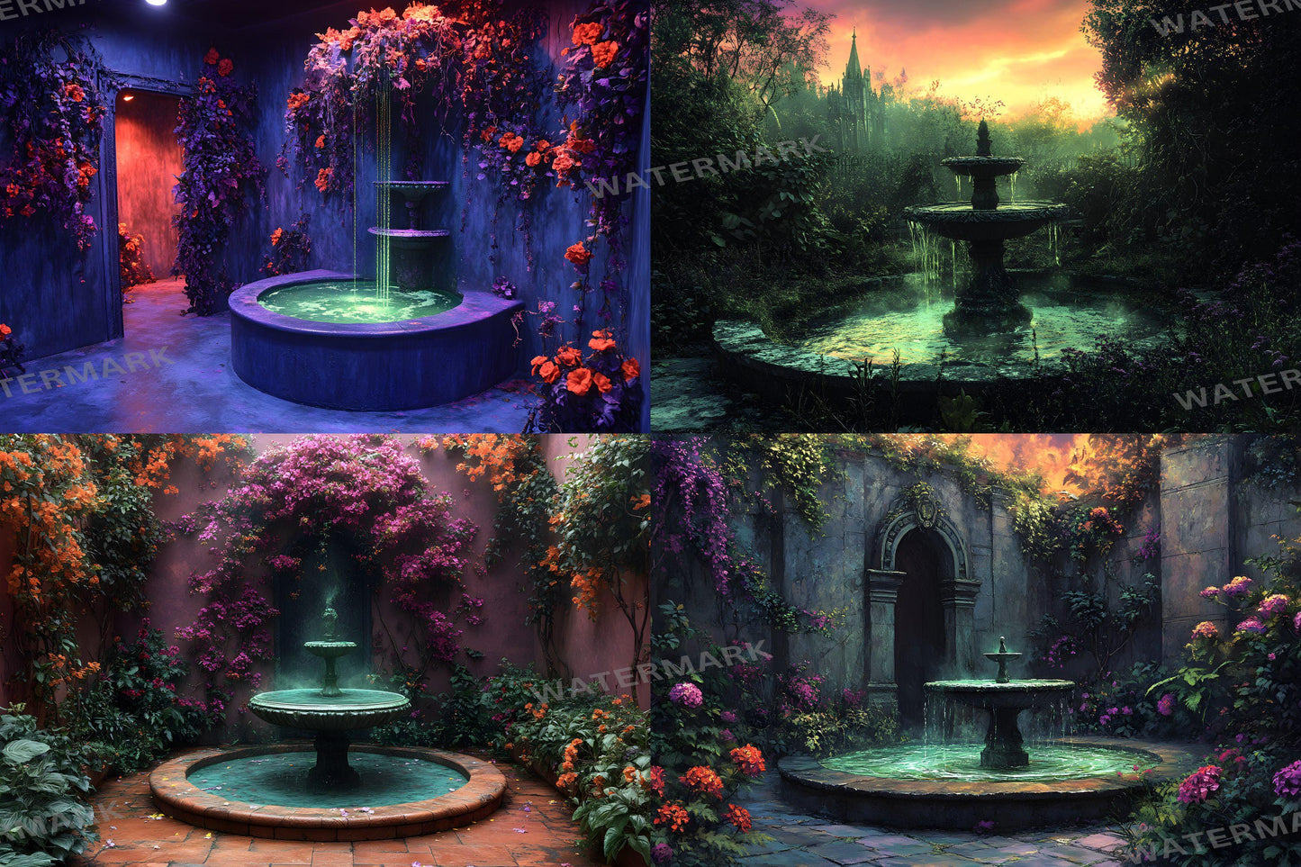 Witch���������s Eerie Garden Backdrops | Spooky Enchanted Forest | Mystical Night Scenes | Halloween Digital Backgrounds - Wizarding School