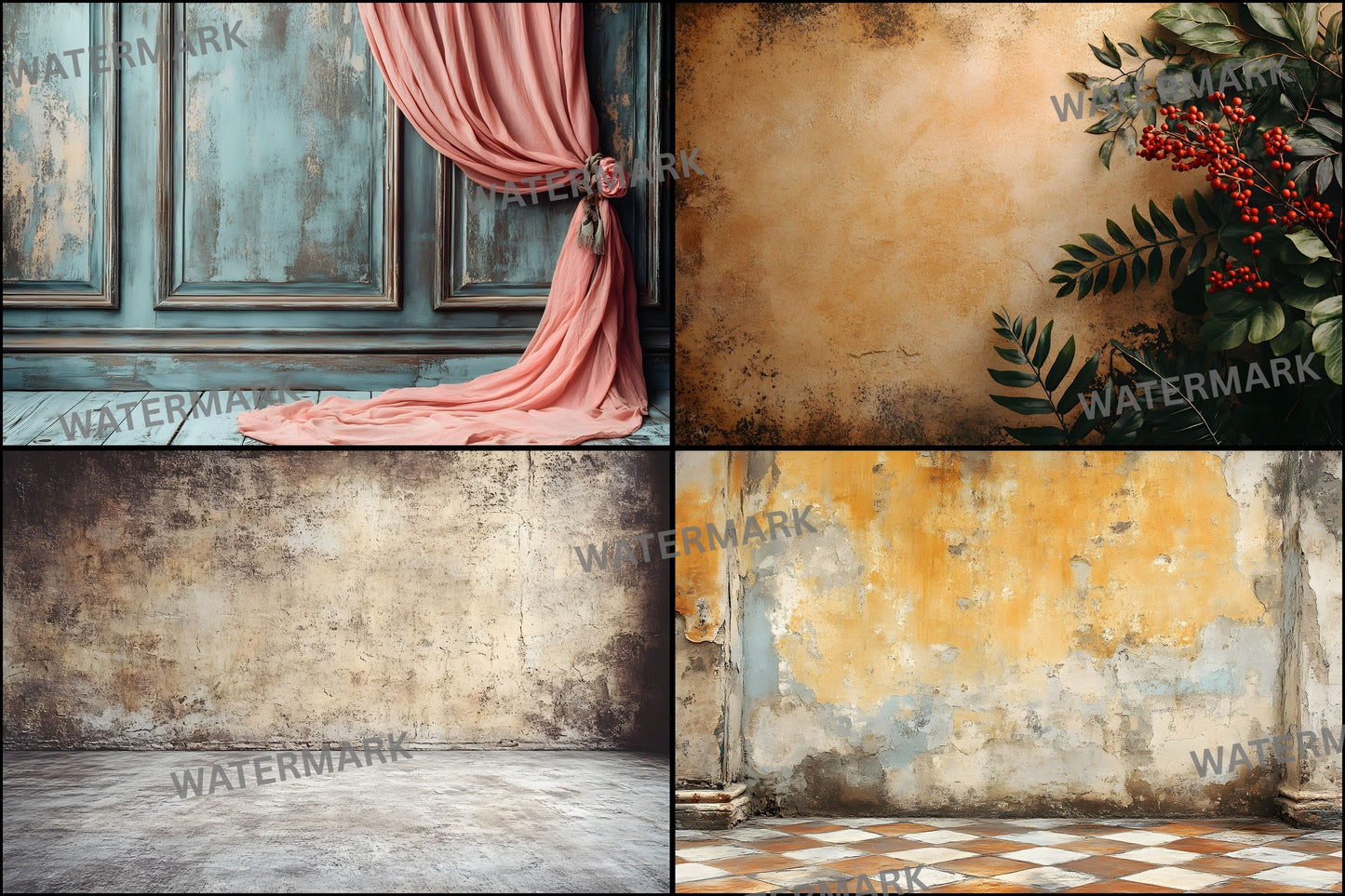Brown Vintage Textured Wall Digital Backdrop, Photography Background for Portrait, Rustic Photo Booth, High-Resolution Images