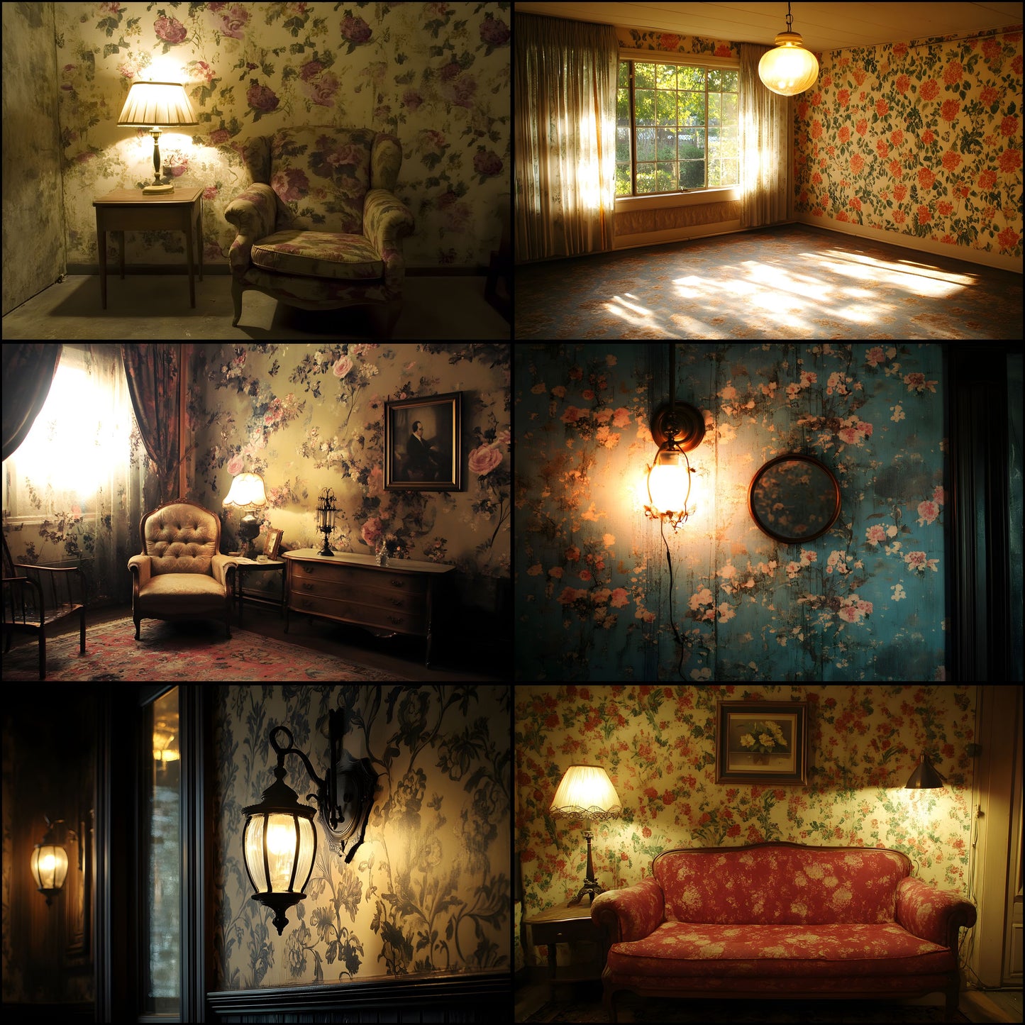 Vintage Wallpaper Room Digital Backdrop, Photography Backgrounds, Antique Interior Photo Prop, High-Res Image for Photographers