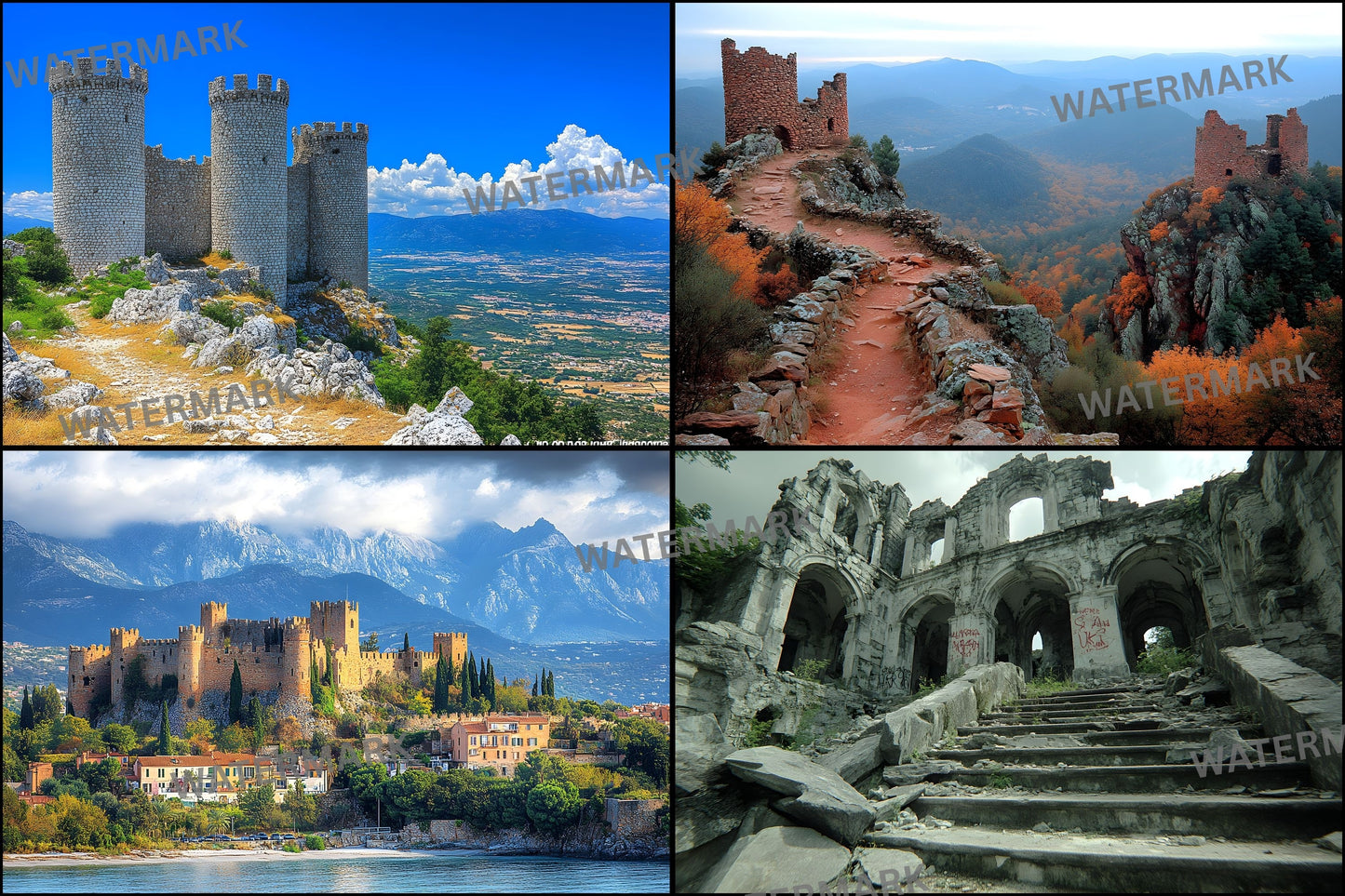 Abandoned Castle Backdrop, European Ruins Digital Backgrounds, Fantasy Photography, Printable Photo Booth