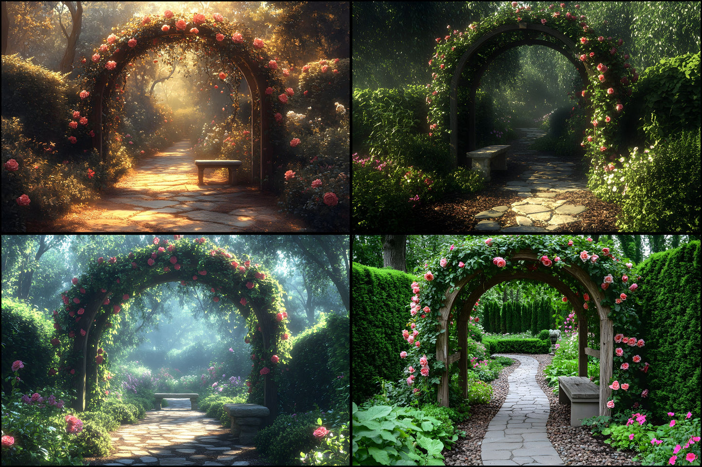 Secret Garden Arbour Digital Backdrop, Floral Arbour Background, Photography Backdrop, Wedding Arbour, Spring Garden Photo Background, Landscape