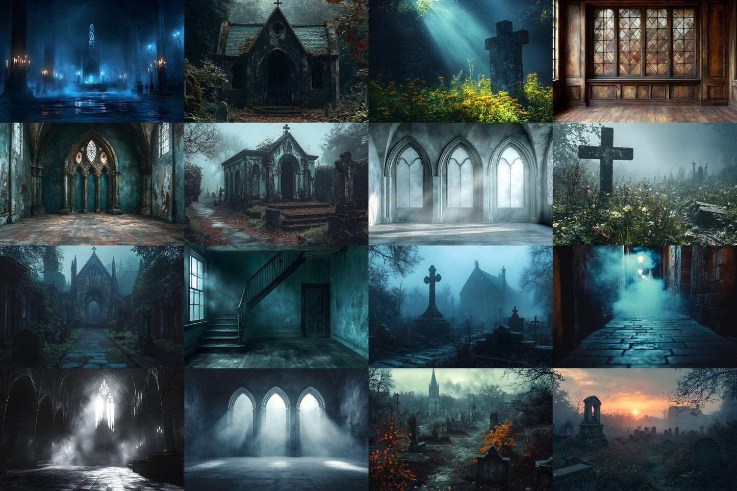 Gothic Backdrops for Photography, Dark Digital Backgrounds, Spooky Halloween Overlays, Gothic Scenes, and Photoshop PNGs