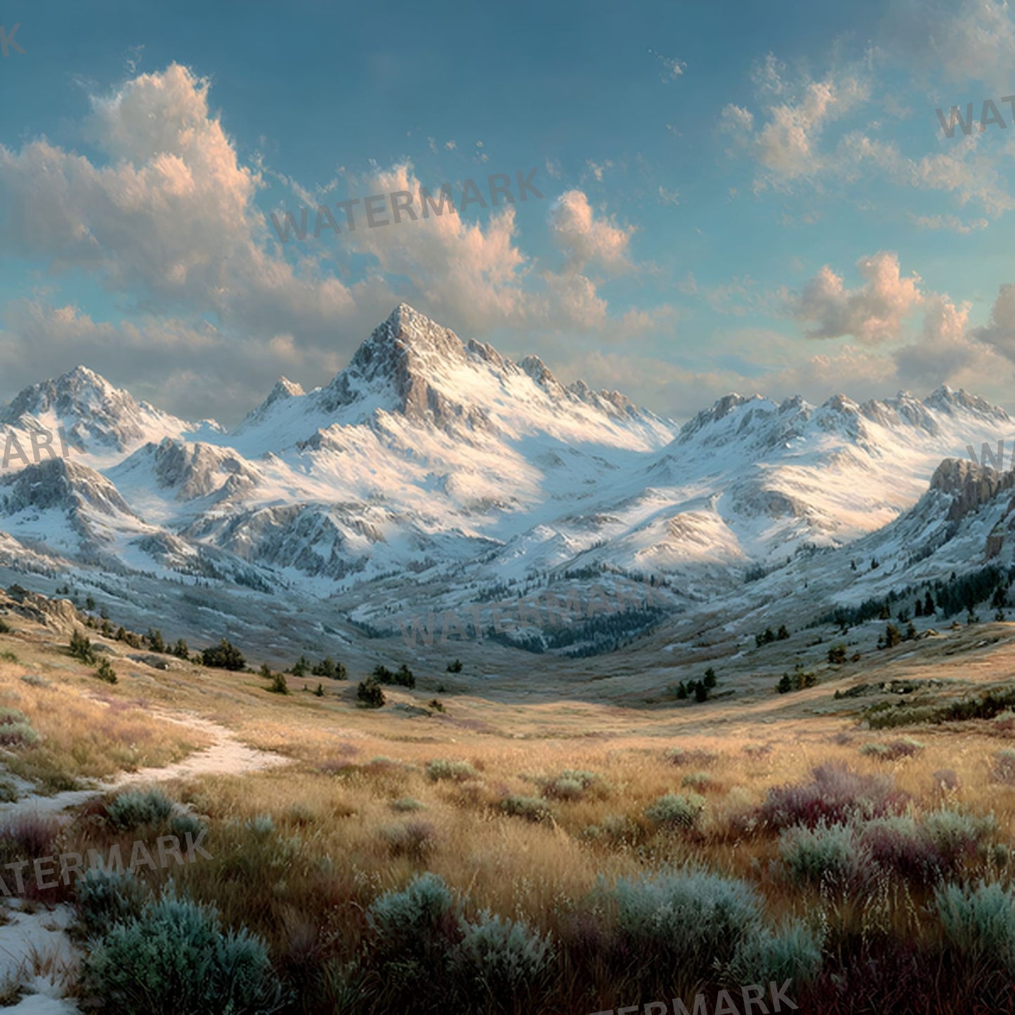 Absaroka Mountain Range Digital Backdrop, Illustrated Background for Photography, Square Format, Scenic Photo Booth, Fantasy Composite Art Resource