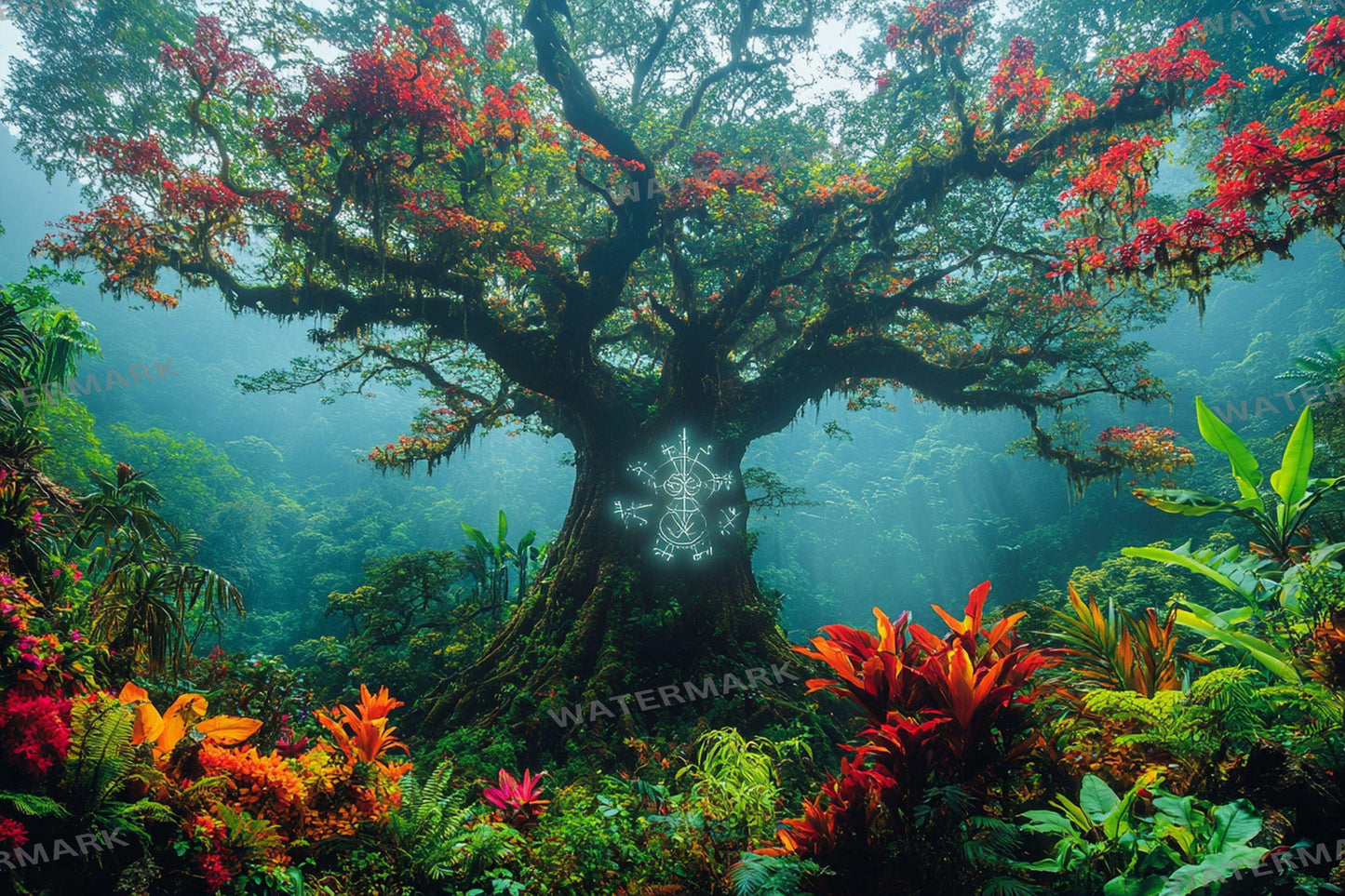 Amazonian Spirit Tree Digital Backdrops, Mystical Jungle Photography Backgrounds, Enchanted Rainforest Scenery - Magical Tree Backgrounds