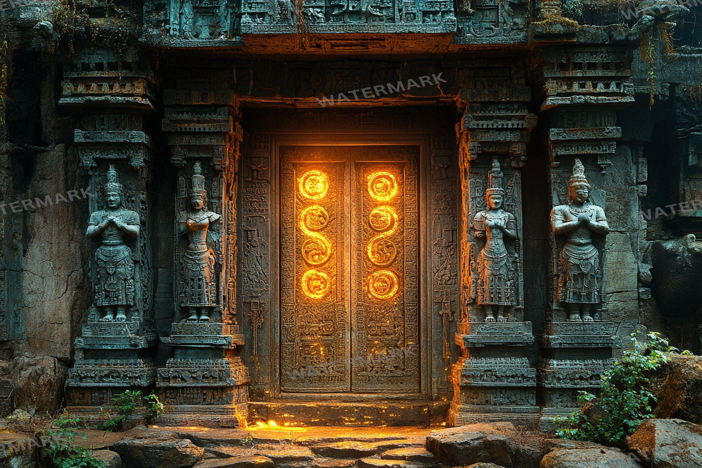 Ancient Temple Door Backdrop: PNGs for Fantasy Adventure Photography, Mystical Stone Archway Portals, Lost Civilization Digital Backdrop