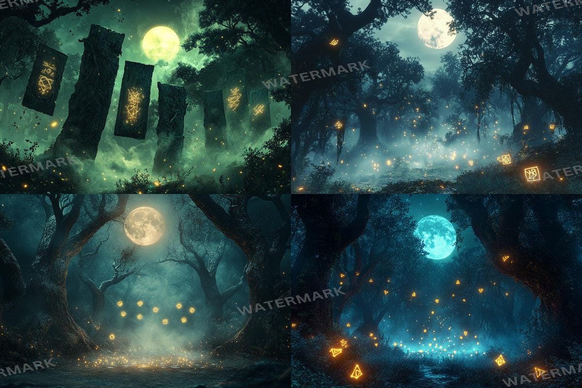 Haunting Witchs Forest Backdrops for Digital Art Photography - Warm Inviting PNGs 00x00px for Creative Projects Commercial Use