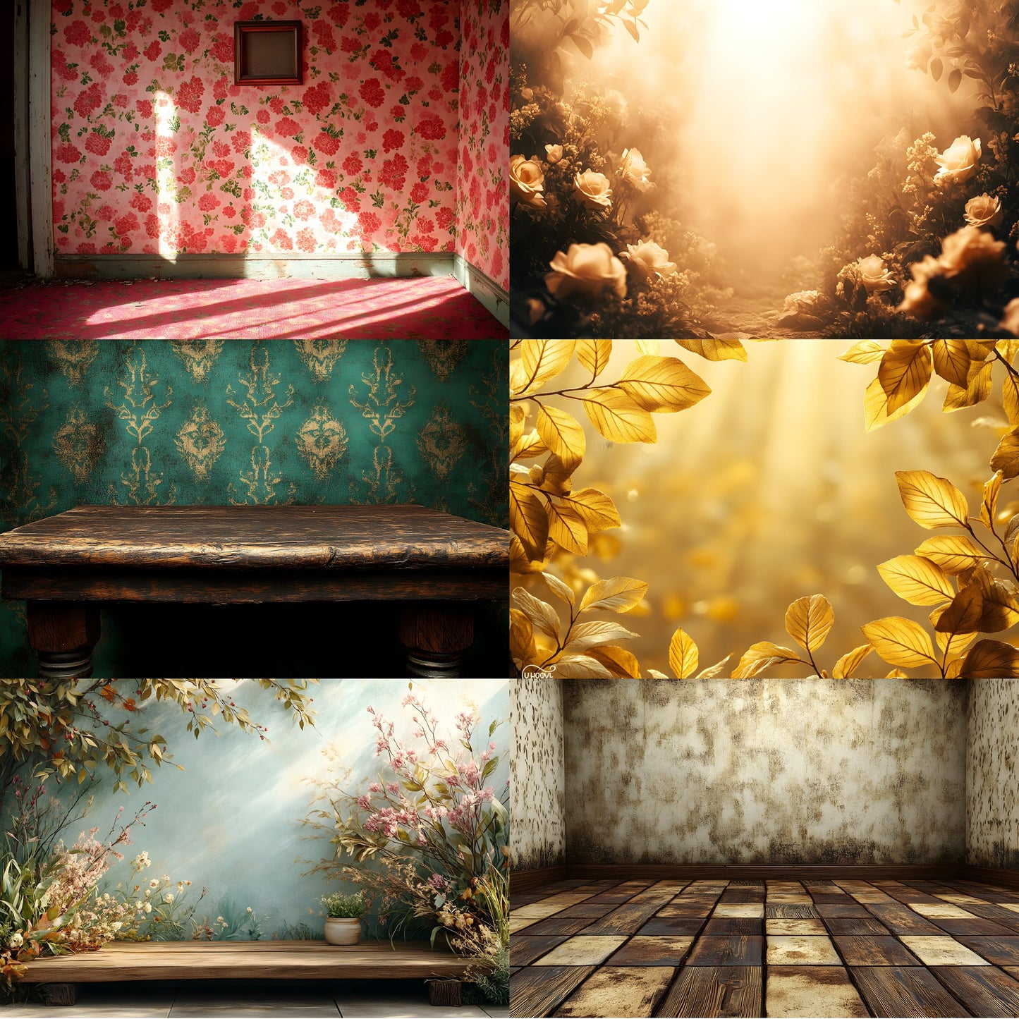 Vintage Sunlit Room Digital Backdrop, Wallpaper Backgrounds, Photography, Dreamy Photo Booth, High-Res Images