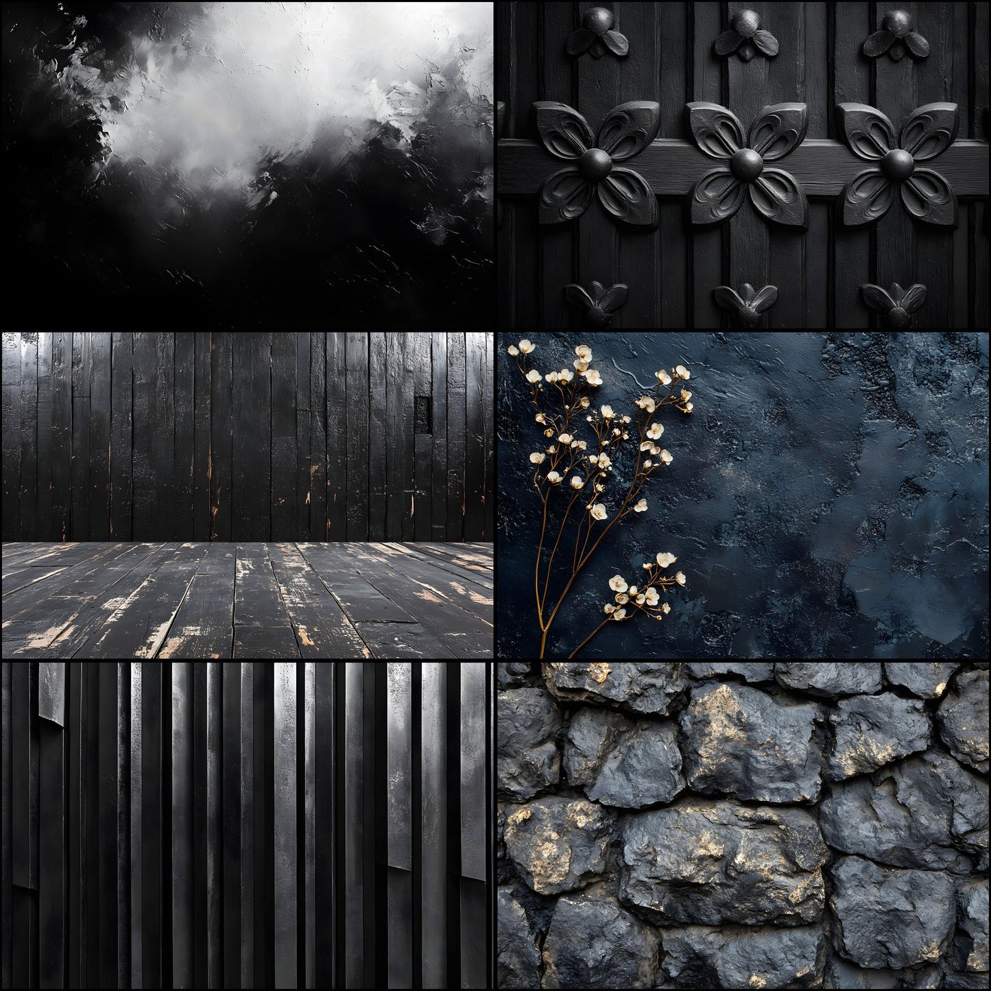 Vintage Black Textured Wall Digital Backdrop, Dark Photography Background for Portrait, Moody Fine Art Texture