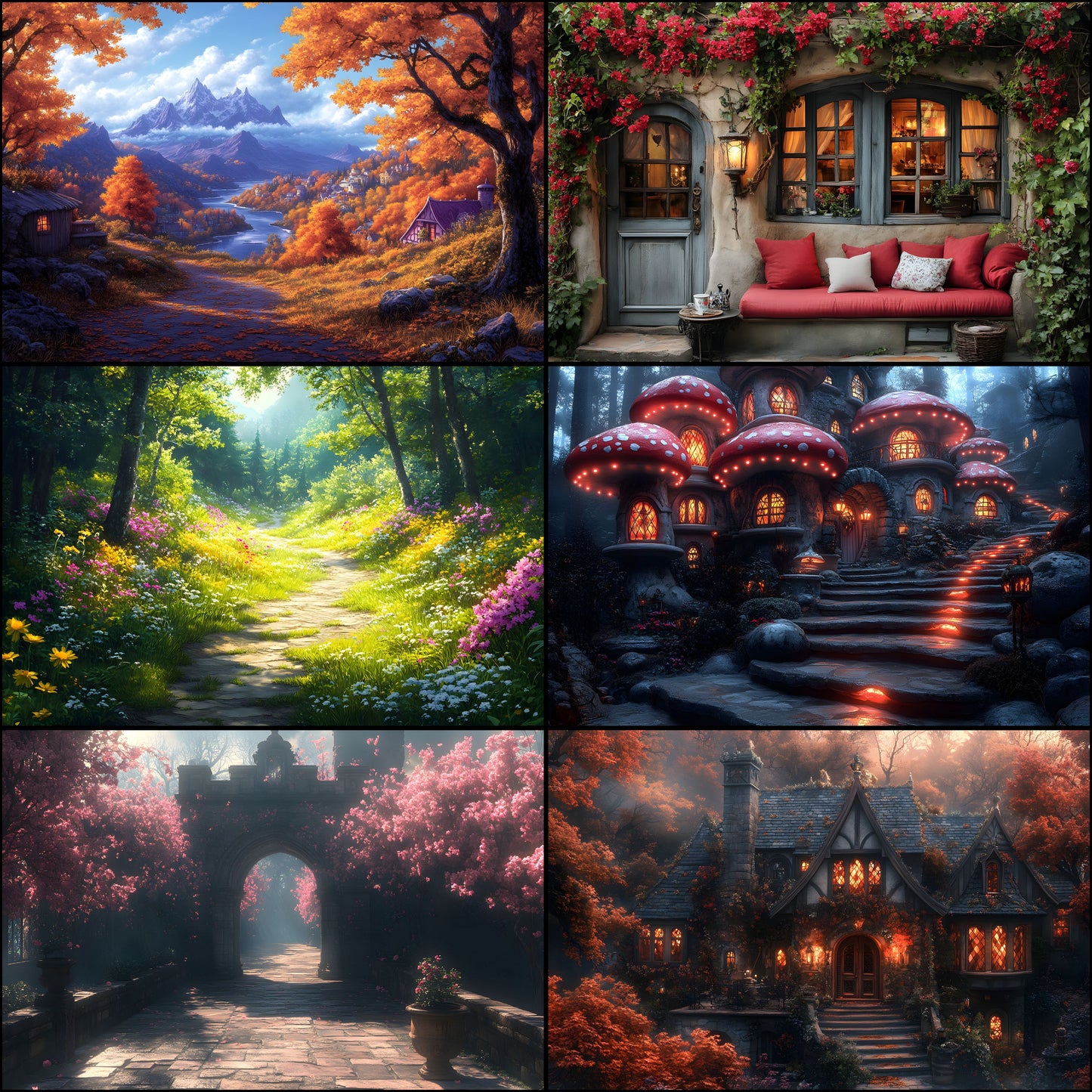 Alice in Wonderland Backdrop Set, Fantasy Photography Backgrounds, Digital Wonderland Scenery, Whimsical Party Decorations, Photo Booth