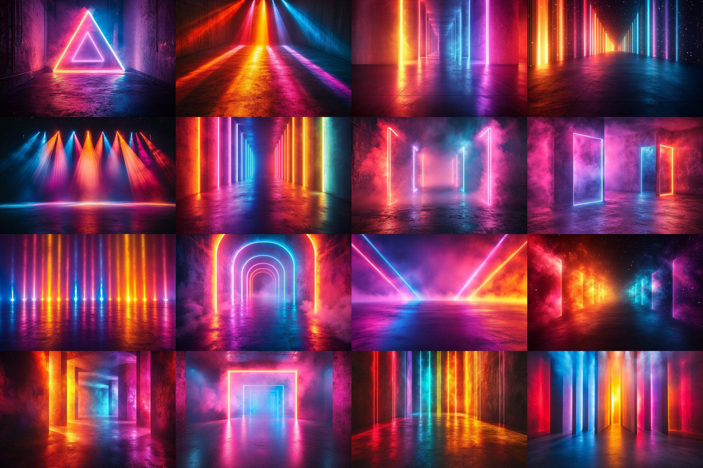 Modern Lightscape Glow Digital Backdrops - 6High-Resolution PNGs for Photography 00x00px - Commercial Use Allowed - Digital Backdrops