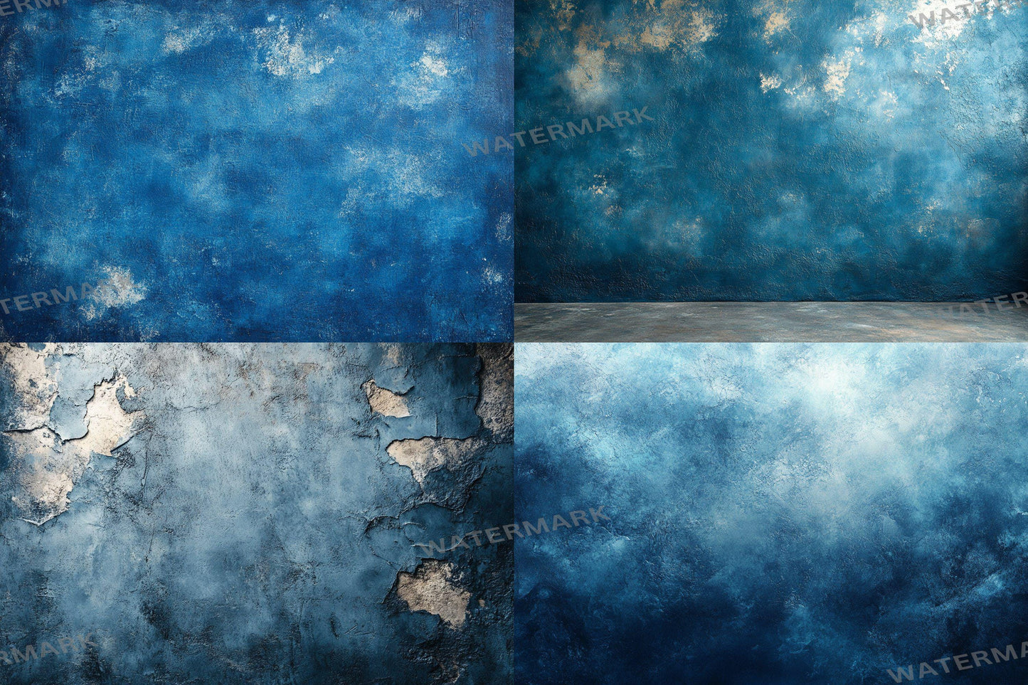 Blue Texture Ethereal Digital Backdrops - Junk Journal & Scrapbook Papers - Dreamy Textured Backgrounds - Digital Art Photo Overlays