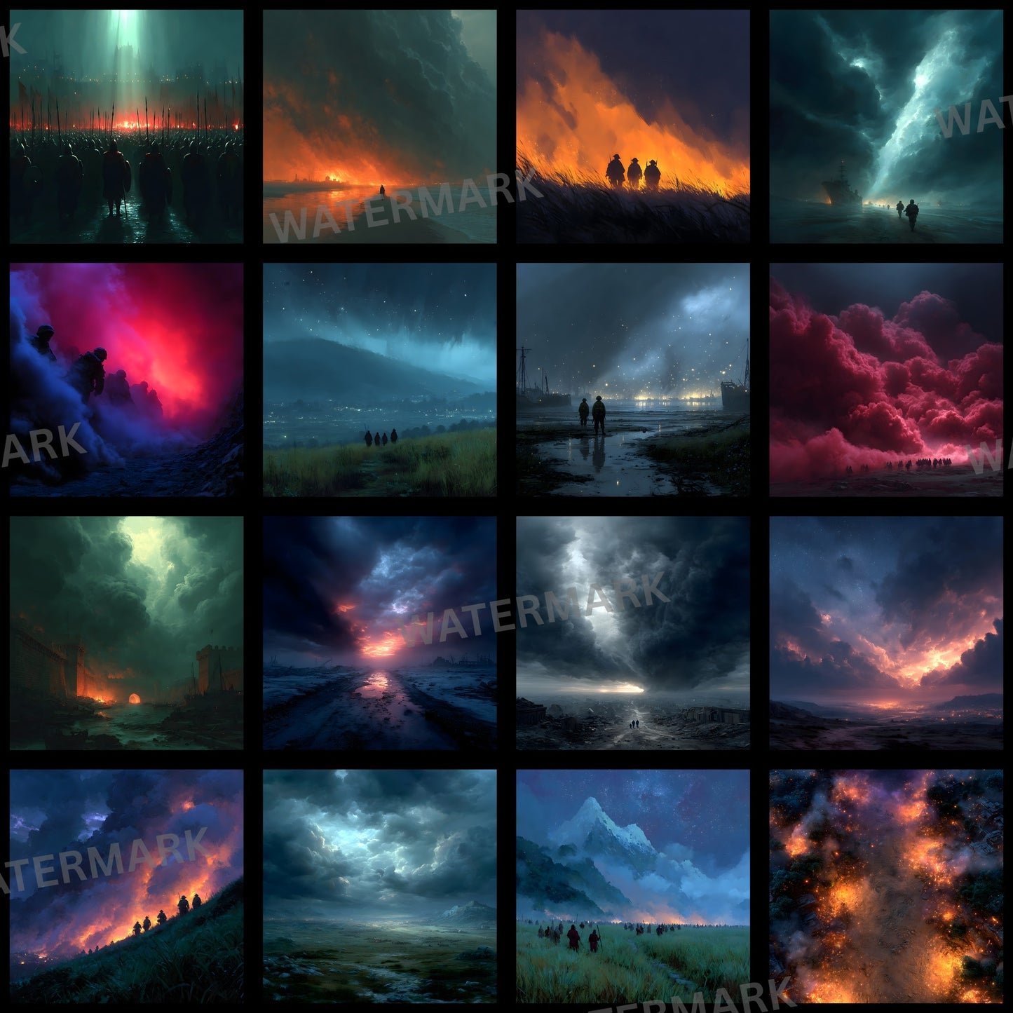 Dark Battlefield Digital Backdrop, Moody War Zone Photography Background, Square Format for Dramatic Photo Editing, Grunge Texture Fantasy Art