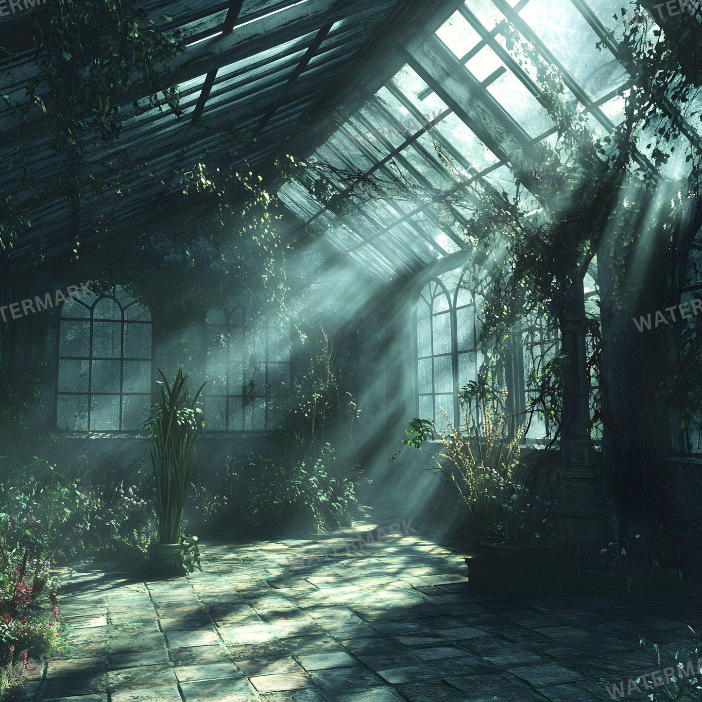 Gothic Greenhouse Digital Photography Backdrop Overlay for Portraits and Studio Use - 96x96px Master Composites Wallpaper Backgrounds