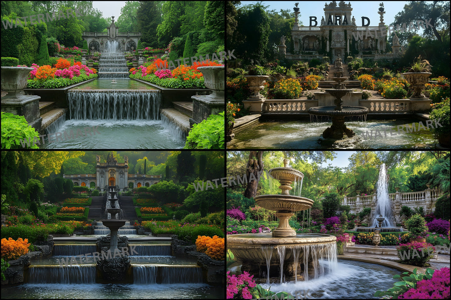 Grand Baroque Garden Digital Backdrop, Photography Background, Ornate Floral Scenery, Fairytale Photo Booth, Wedding Portrait, Printable Art