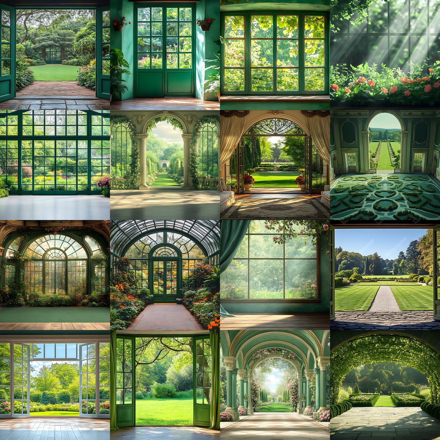 Royal Green Garden Digital Backdrop, Photography Background, Studio Portrait Fairytale Photo, Wedding Photo Booth, Fantasy Images