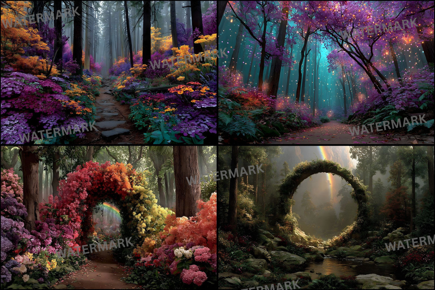 Alice in Wonderland Backdrop Digital, Magical Background for Photography, Fantasy Party Photo Booth Prop, Empty Scene Download