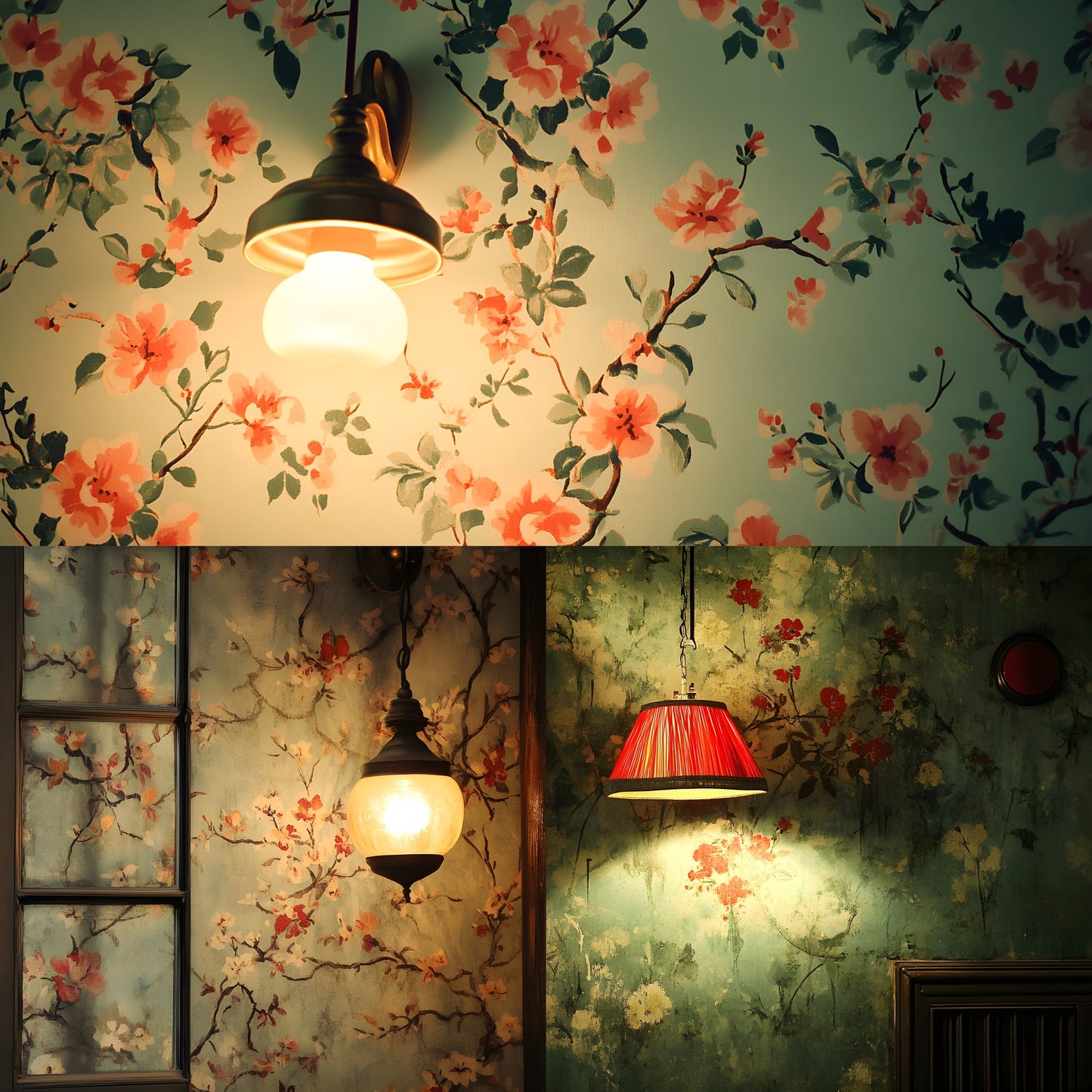 Vintage Wallpaper Room Digital Backdrop, Photography Backgrounds, Antique Interior Photo Prop, High-Res Image for Photographers