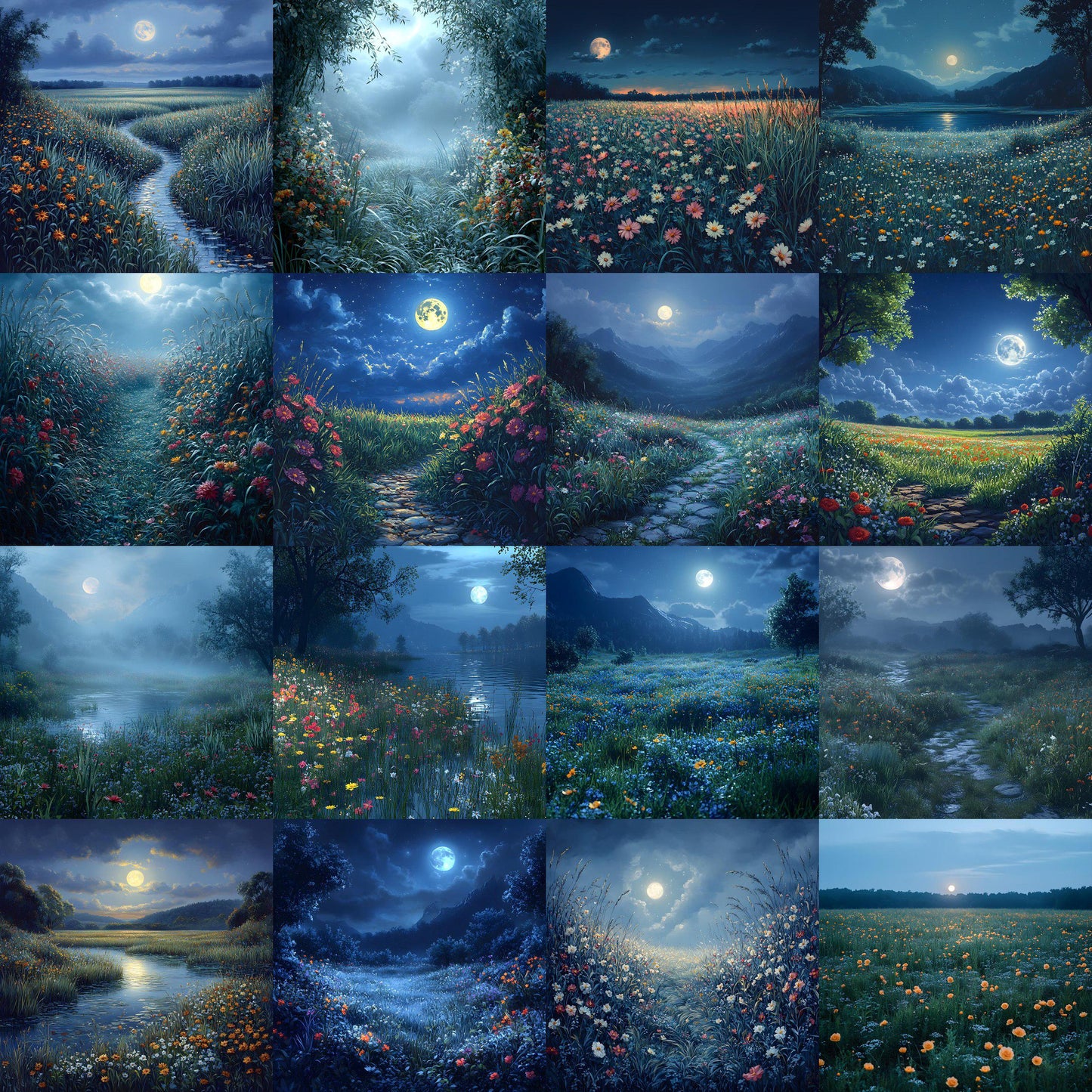 Captivating Moonlit Field Photoshop Composite, Magical Landscape Overlays, Fantasy, Nature & Surreal Photography, Visual Story Background