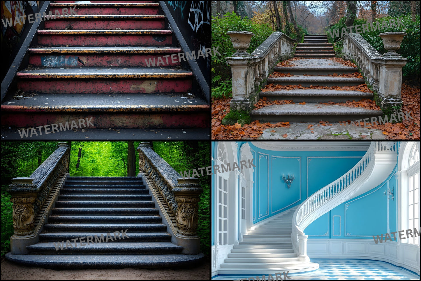 Staircase Digital Backdrop, Photography Background, Elegant Stairway Photo Prop, Fairytale Castle Staircase, Fantasy Photography Overlay