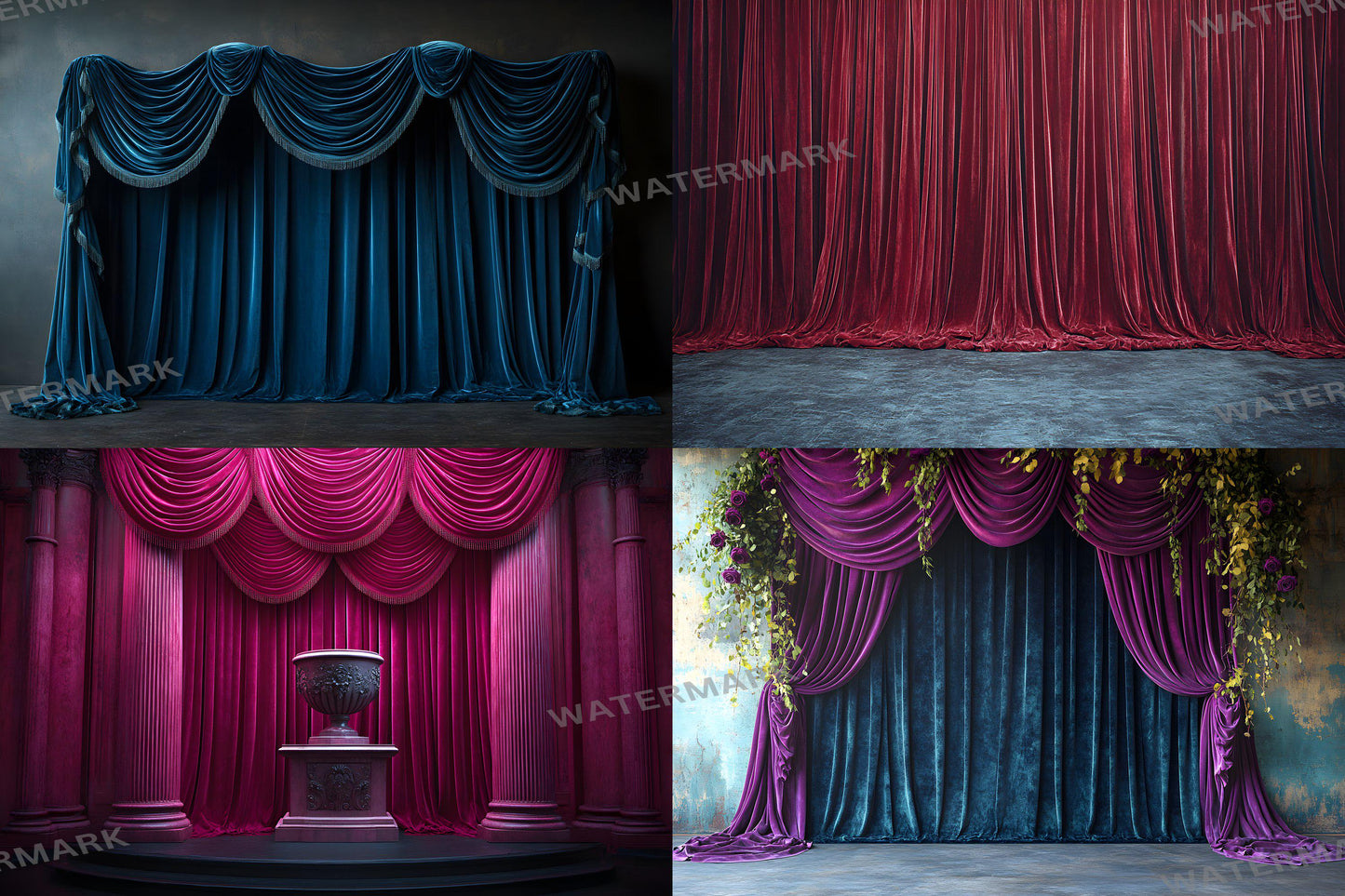 Velvet Elegance Backdrops | Luxurious Digital Backgrounds | Opulent Vintage Room Photography Backdrops | Wedding & Maternity Backdrops