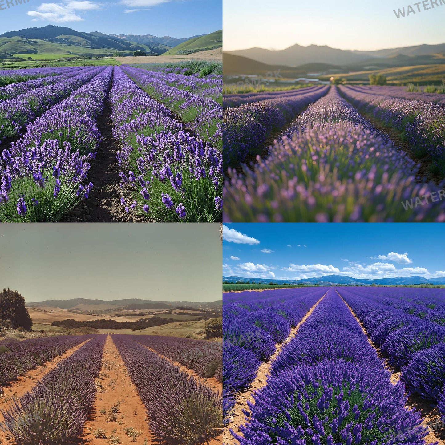 Lavender Field Backdrops - Digital Floral Background, Photography, Photoshop Overlays, Portraits, Products, Maternity & Wedding Backdrops