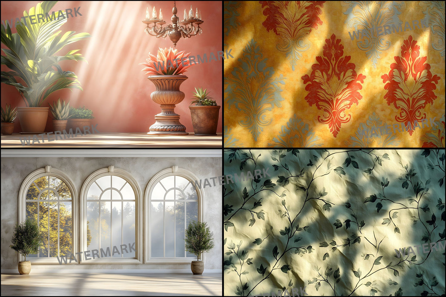 Vintage Sunlit Room Digital Backdrop, Wallpaper Backgrounds, Photography, Dreamy Photo Booth, High-Res Images