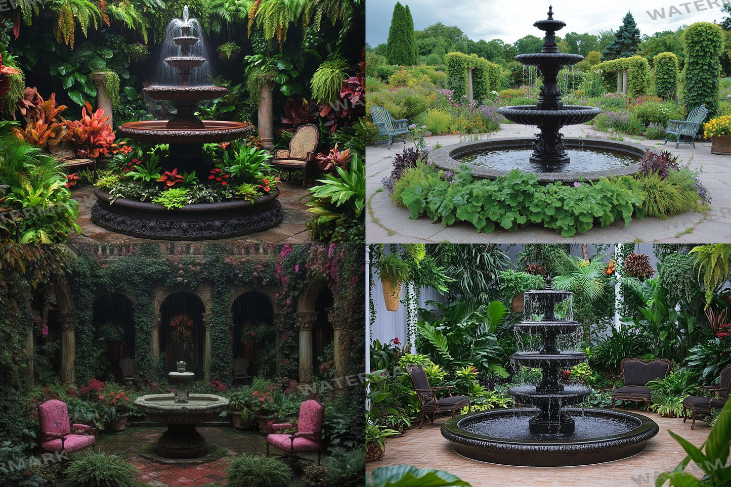 Victorian Garden Backdrop: 3PNGs for Portrait Photography Props, Historical Outdoor Photo Editing, Elegant Floral Digital Backdrops.