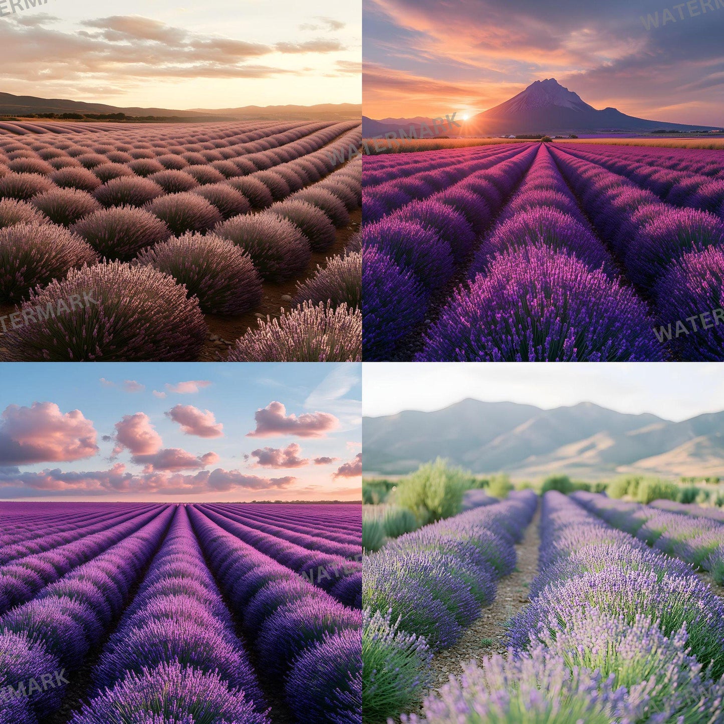 Lavender Field Backdrops - Digital Floral Background, Photography, Photoshop Overlays, Portraits, Products, Maternity & Wedding Backdrops