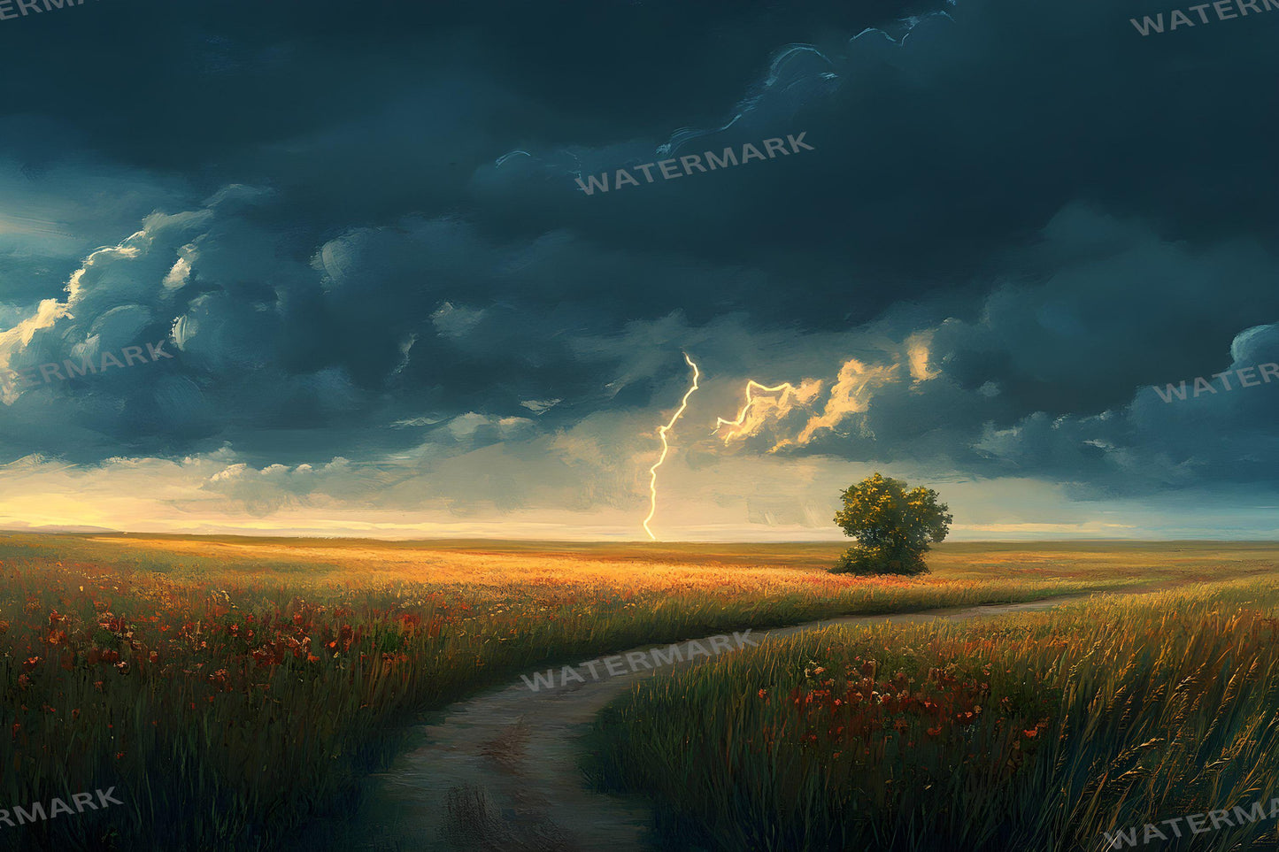 Kansas during Thunderstorm with Wide Open Fields_16 Images_Wizard of Oz | Dorothy Wizard of OZ Backdrops