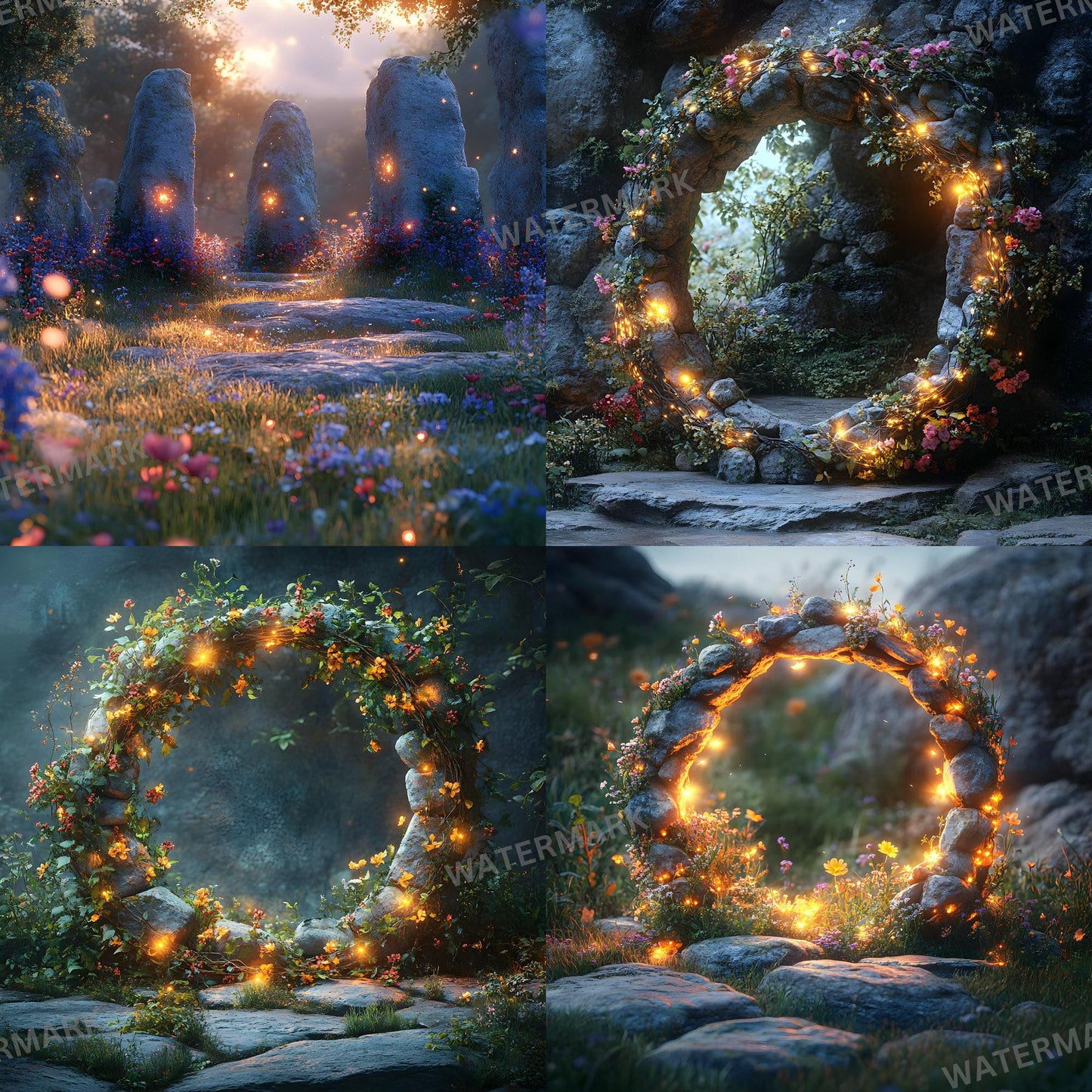 Enchanting Fairy Tale Photoshop Overlay Backdrops - 1Magical Forest, Arch, and Pathway Scenes for Fantasy Photography & Digital Backdrops