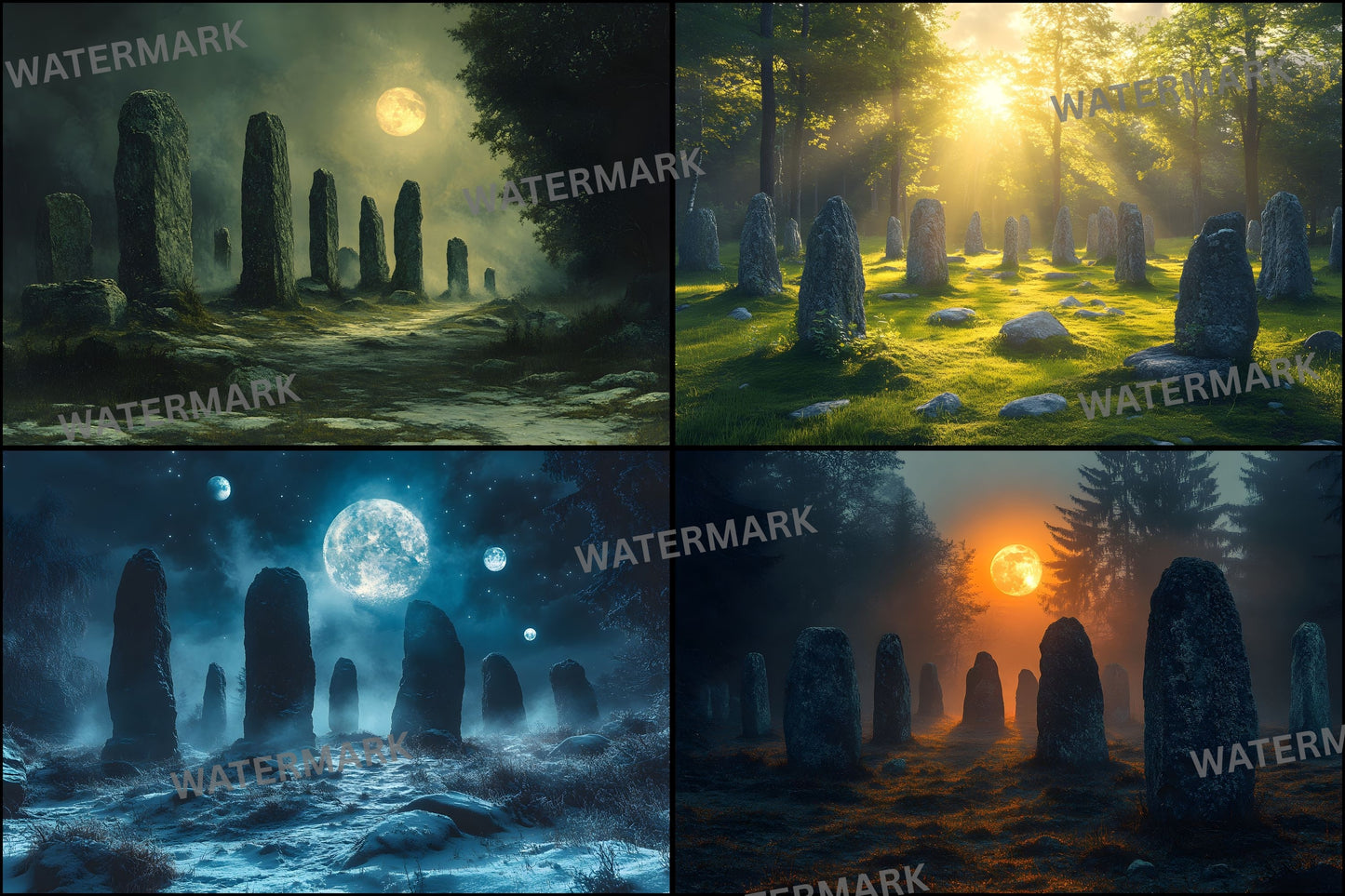 Ancient Stone Circle Digital Backdrop, Mystical Clearing Backgrounds for Photography, Fantasy Photo Overlays, Scenic Portrait Photography