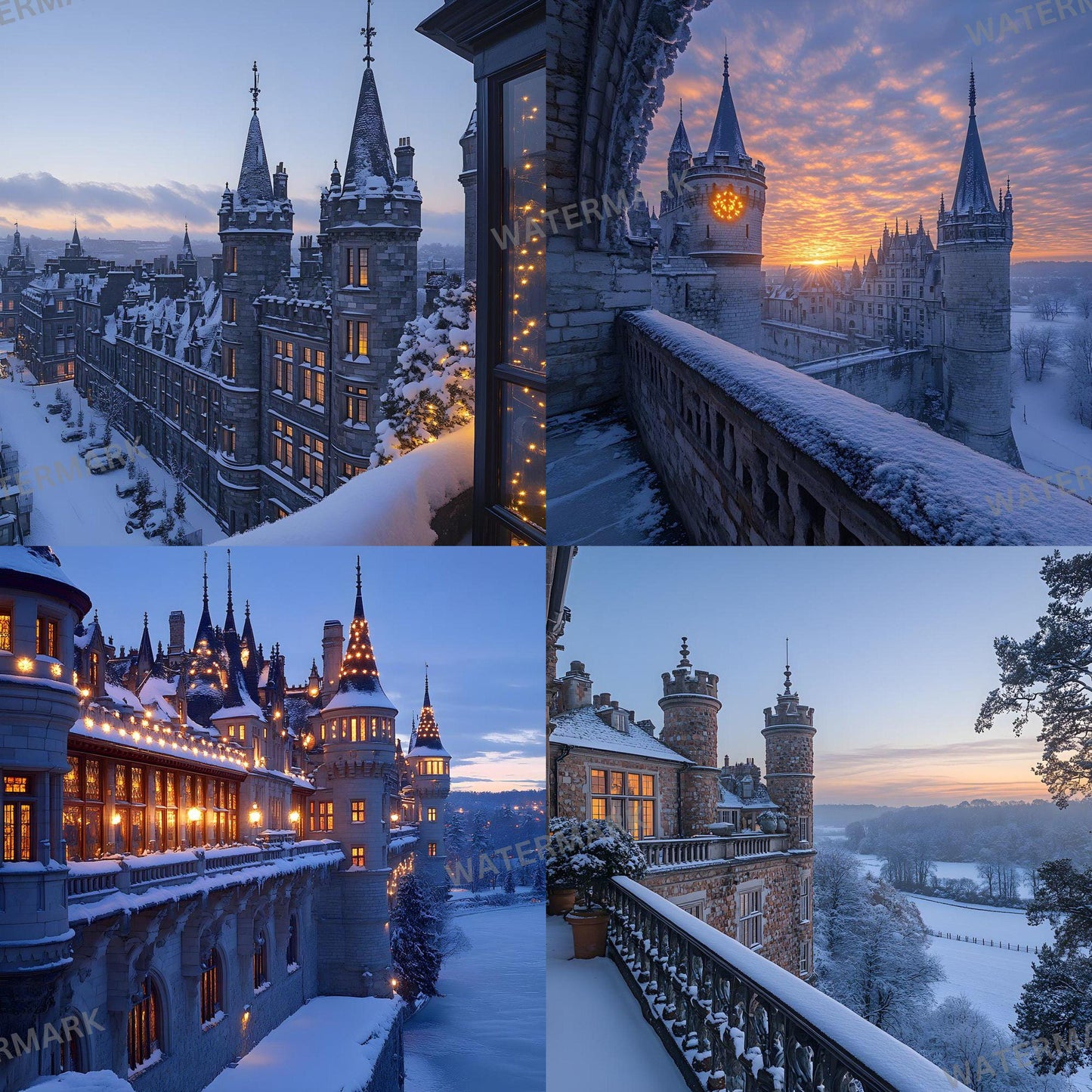 Winter Castle Digital Backdrops - Magical Winter Wonderland Photo Backdrops for Photographers, Family Portraits, Visual Storytelling