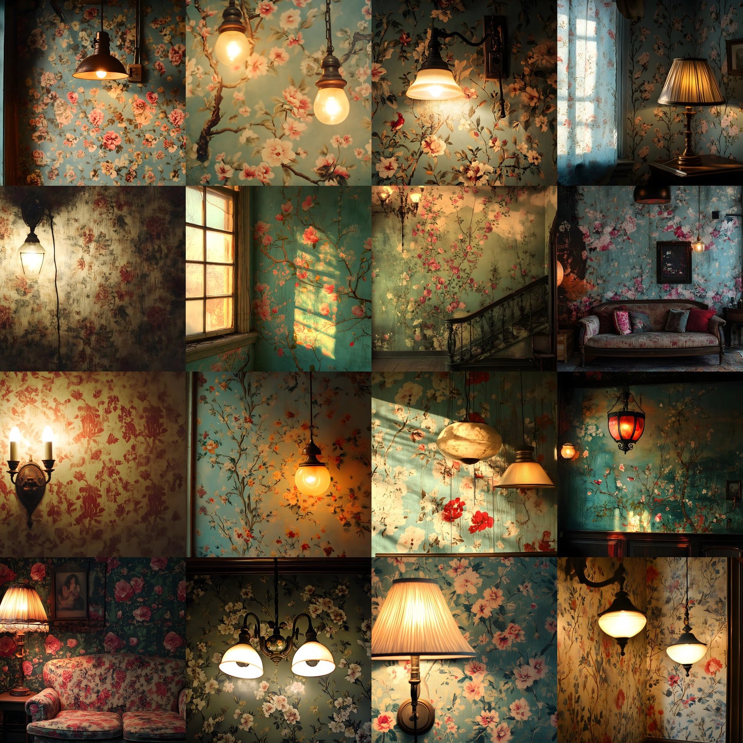 Vintage Wallpaper Room Backdrops, Photography Backgrounds, Digital Download for Portrait Photography, High-Resolution Images