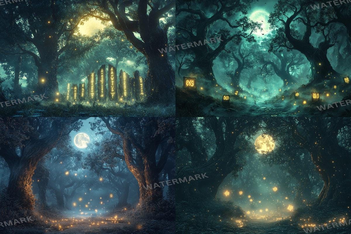 Haunting Witchs Forest Backdrops for Digital Art Photography - Warm Inviting PNGs 00x00px for Creative Projects Commercial Use
