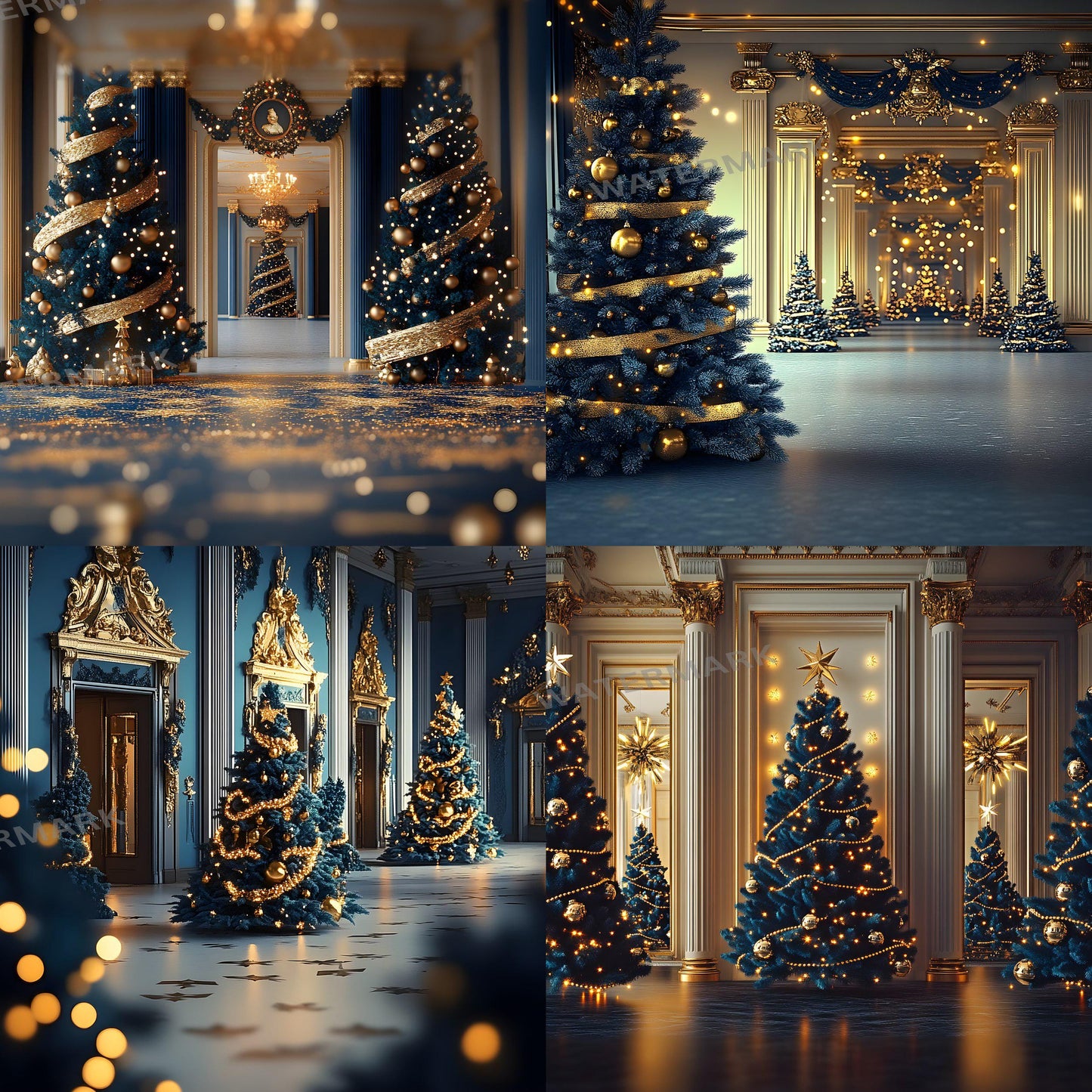Blue Christmas Backdrops | Digital Icy Holiday Backgrounds | Winter Xmas Scenes | Christmas-backdrop