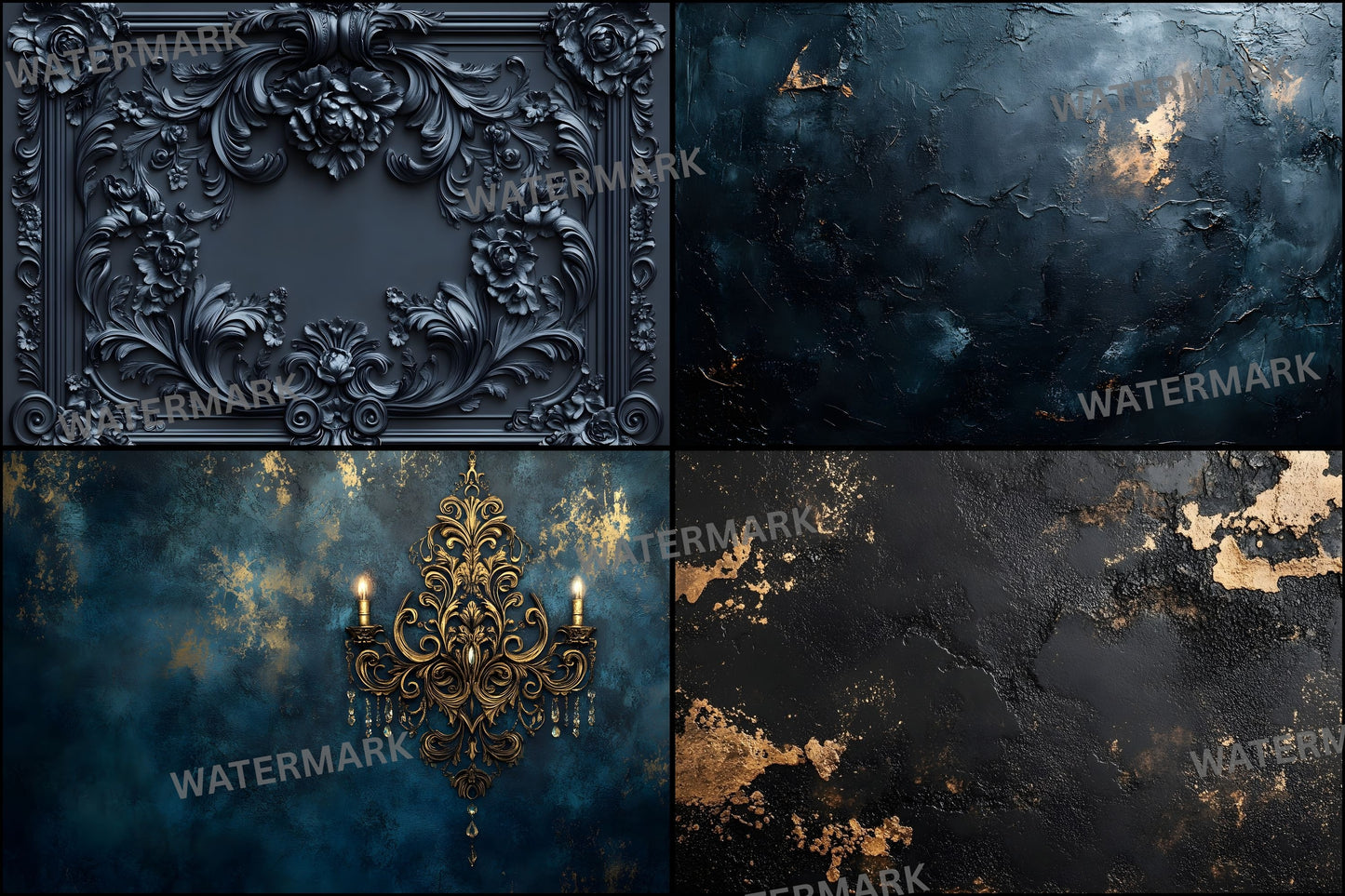 Vintage Black Textured Wall Digital Backdrop, Dark Photography Background for Portrait, Moody Fine Art Texture