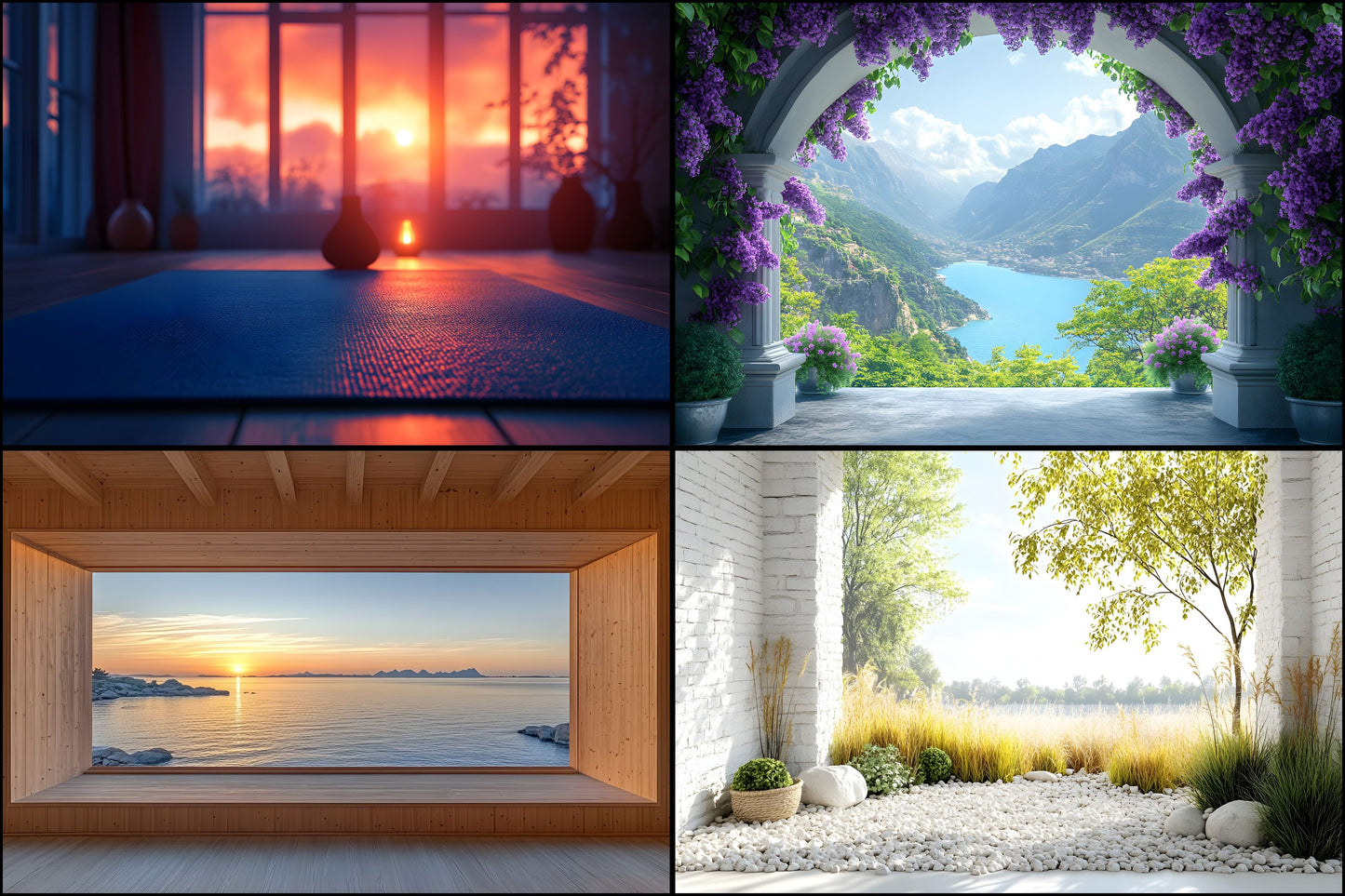 Yoga Studio Digital Backdrop Collection, Serene Meditation Backgrounds for Photographers, Peaceful Poses, High-Resolution Images, Ratio
