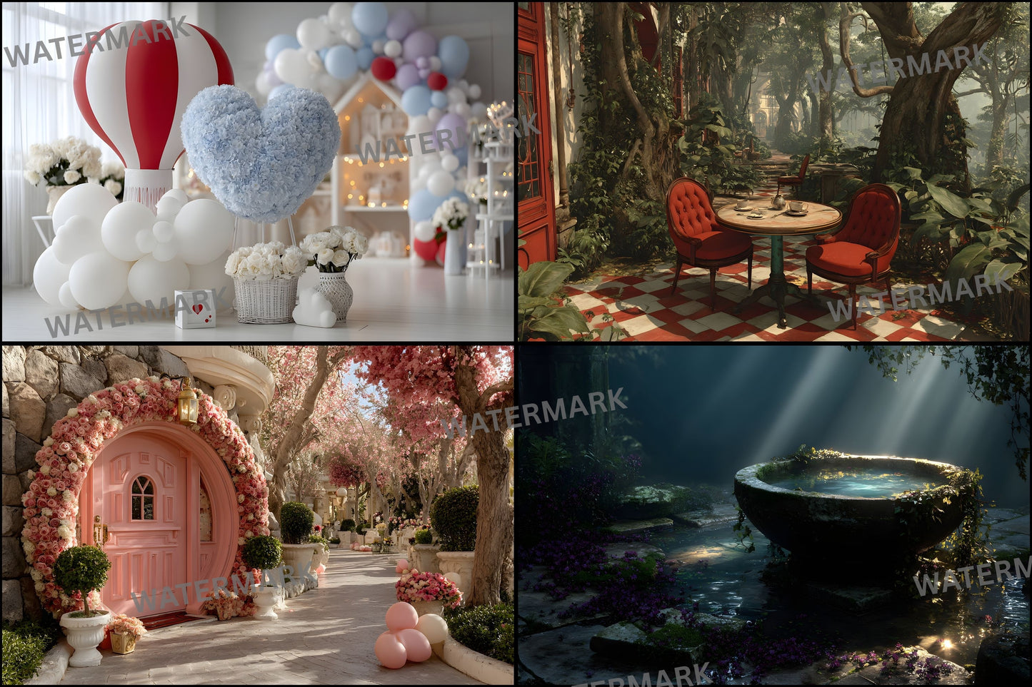 Alice in Wonderland Backdrop Digital Download, Whimsical Wonderland Background, Fantasy Photography Backdrop, Storybook Party, Ratio
