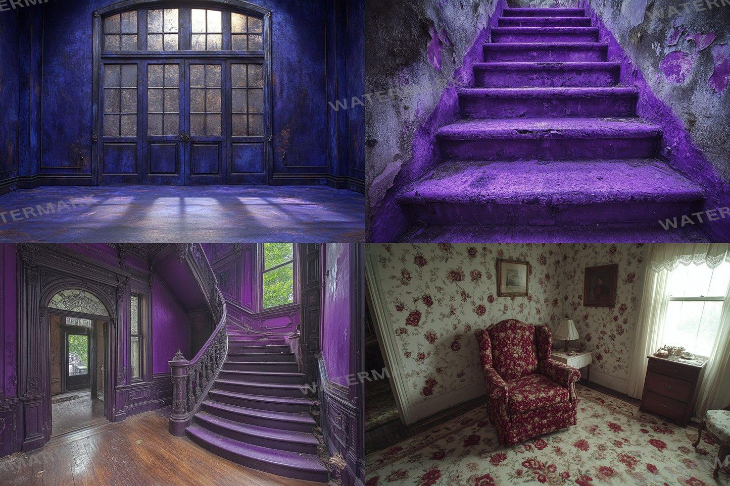 Deep purple textured digital backdrops for portrait photography, grunge PNG overlays, studio photo backgrounds, moody composite editing