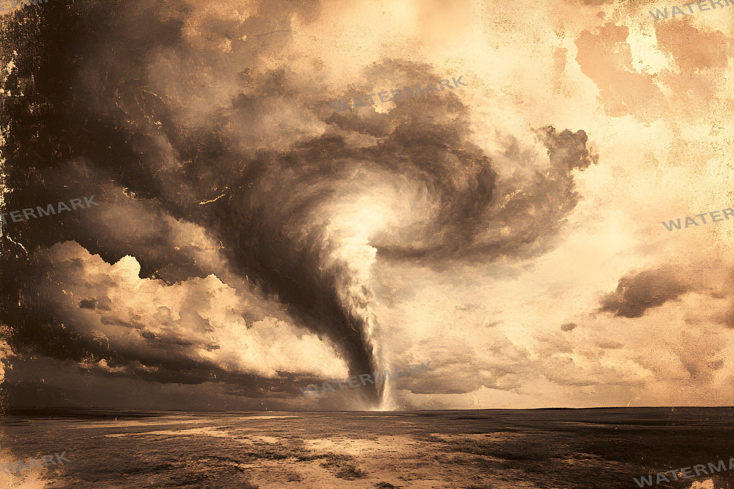 Tornado Swirling Above Kansas | Fantasy Green Cityscape Images | 1Magical Oz Backdrops | Dorothy Wizard of OZ Backdrops