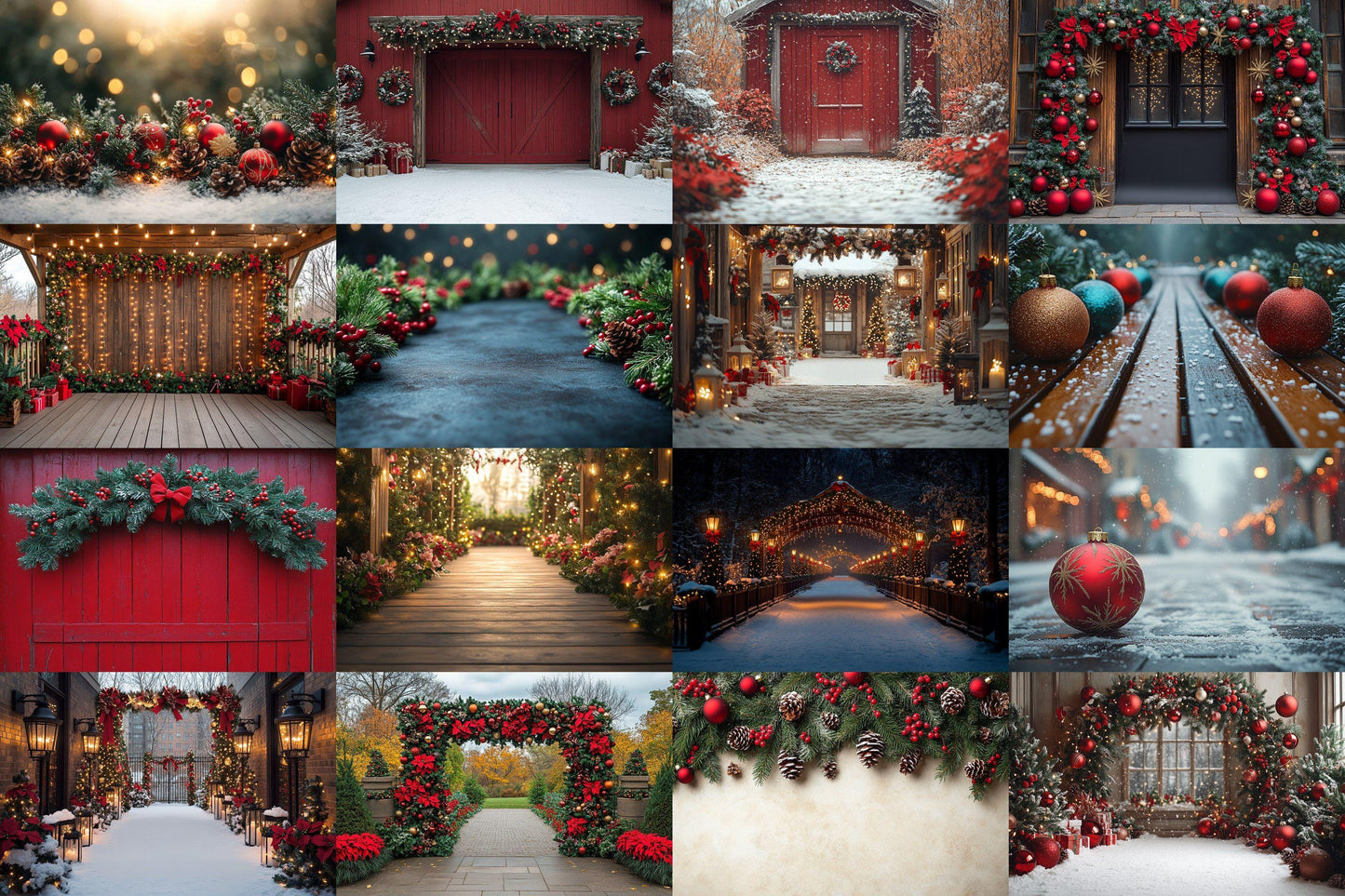 Christmas Outdoor Backgrounds Collection ��������� Winter Holiday-Themed Photoshop Backdrops for Festive Photography & Seasonal Photo Editing