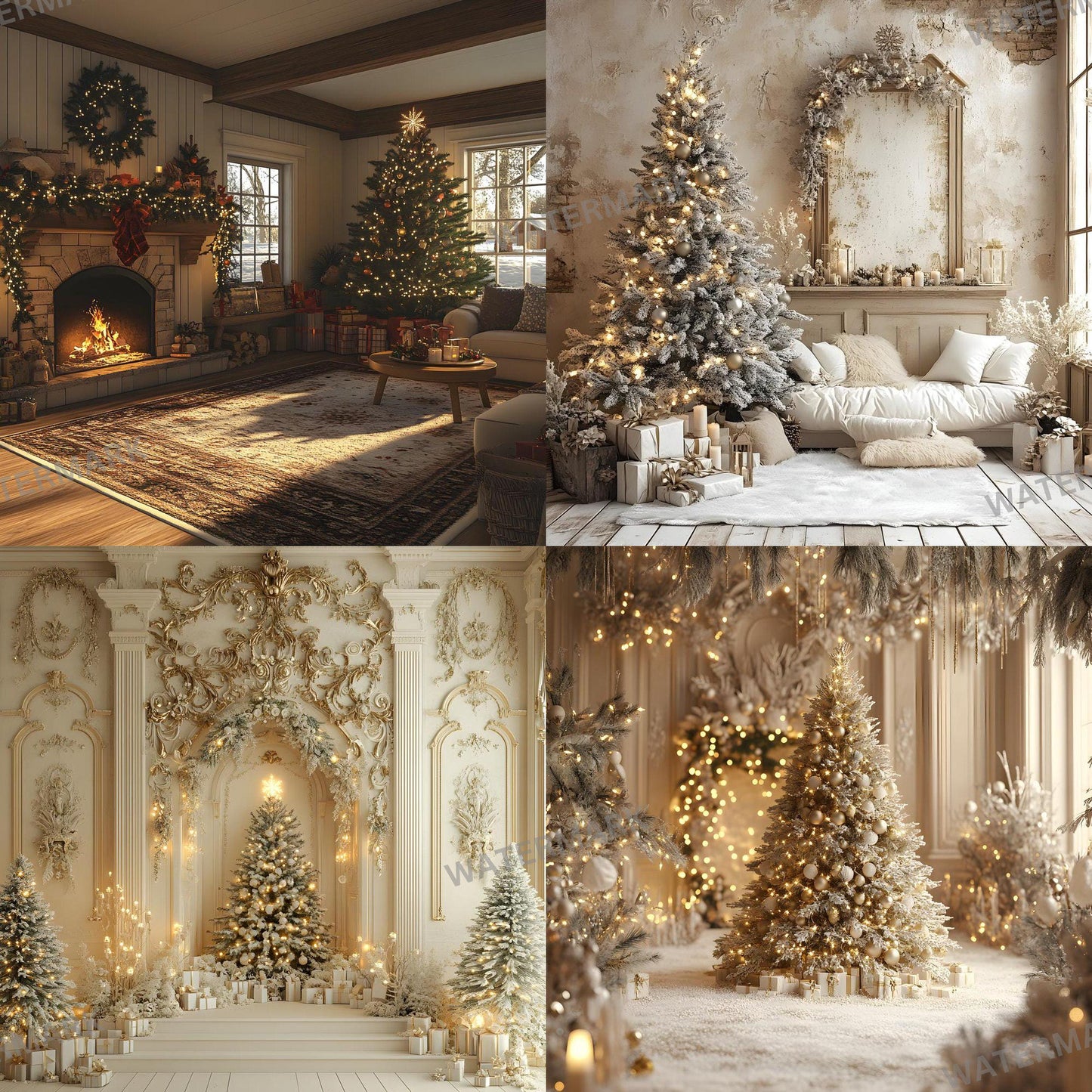 Golden Noel Christmas Backdrop, Digital Backdrop, Santa Christmas Backdrop For Kids Family, Festive Digital Download Christmas Background