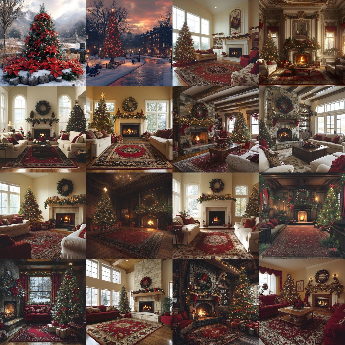 Classic Christmas Backdrops, Digital Backdrop, Santa Christmas Backdrop For Kids Family, Festive Digital Download Christmas Background