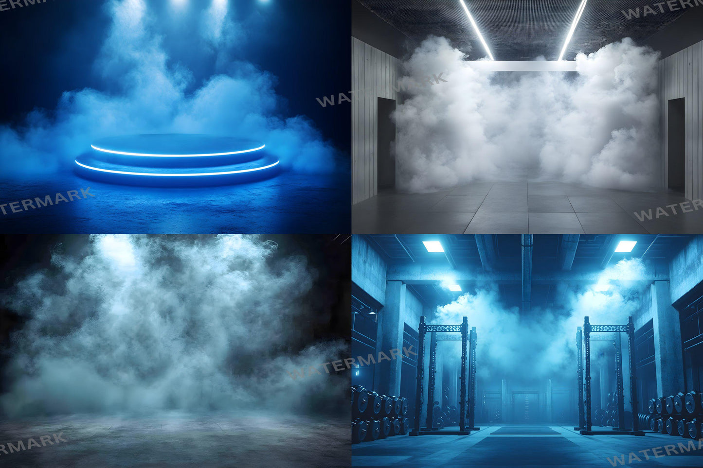 Futuristic Gym Backdrop Pack - Neon Industrial Fitness Backgrounds for Workout Photography Photoshop Composites - Neon Lights