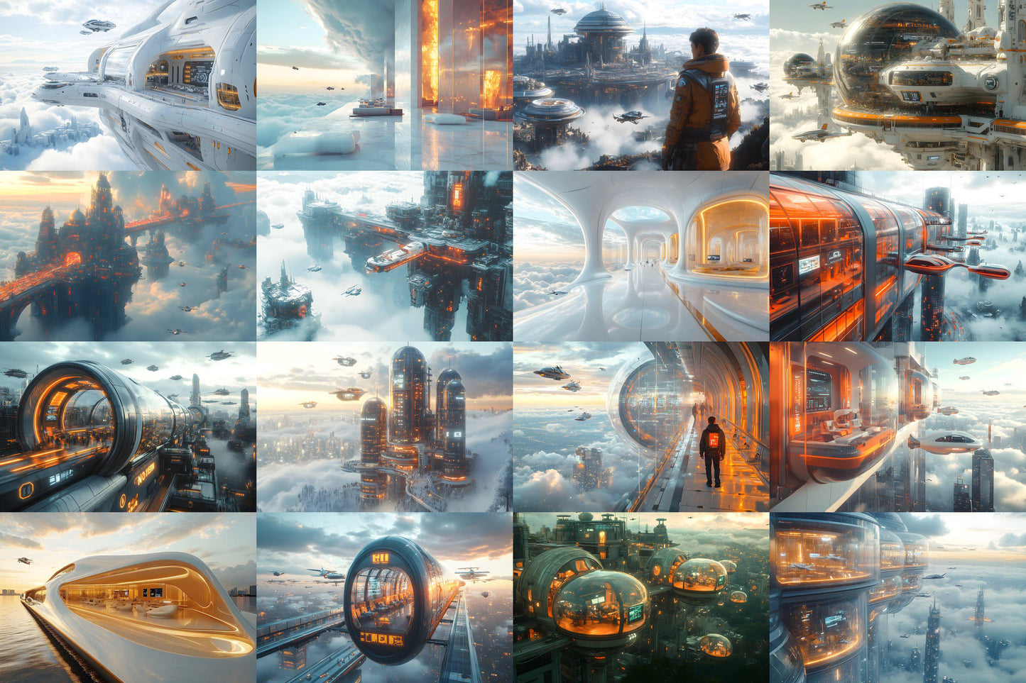 Futuristic Transit Hub Backdrops, Digital Sci-Fi Backgrounds, Hi-Tec City Aesthetic, Photoshop Overlays - Futuristic City Backgrounds