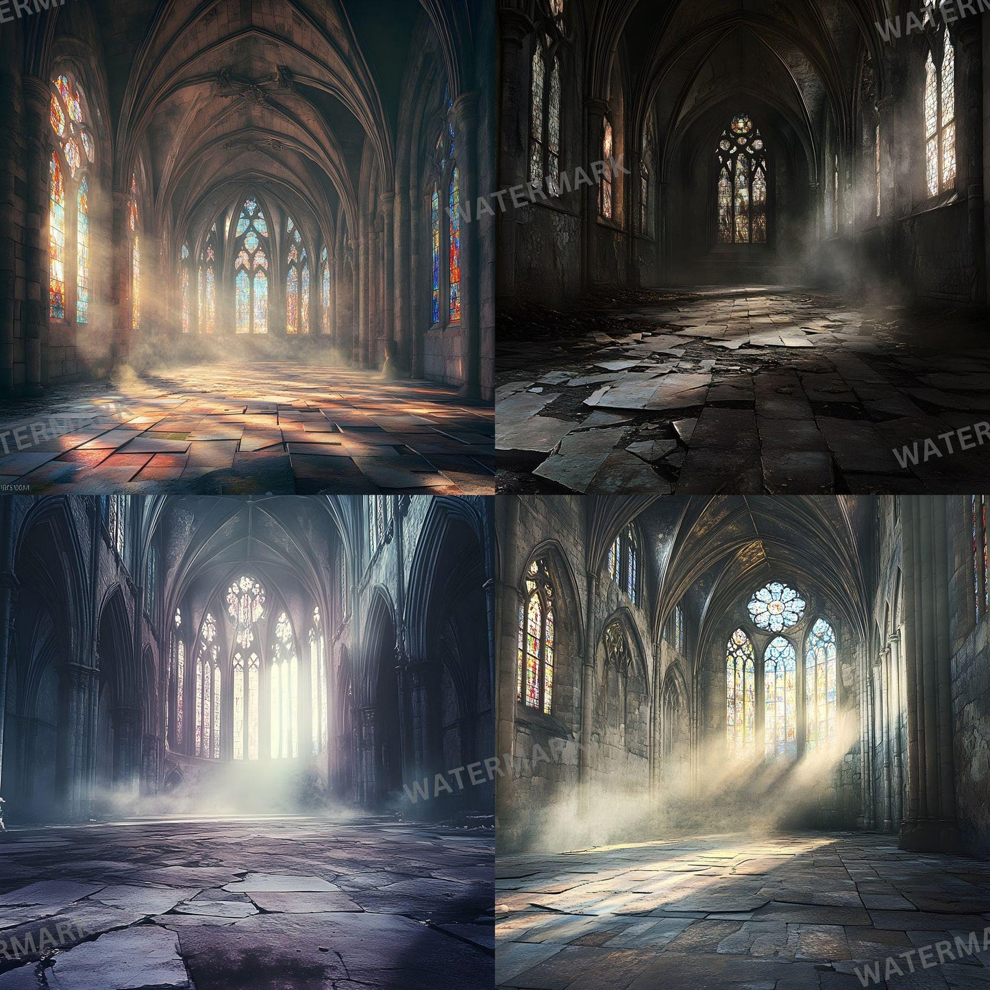 Abandoned Cathedral Digital Backdrops for Portrait Photography - 96x96px Photoshop Composites